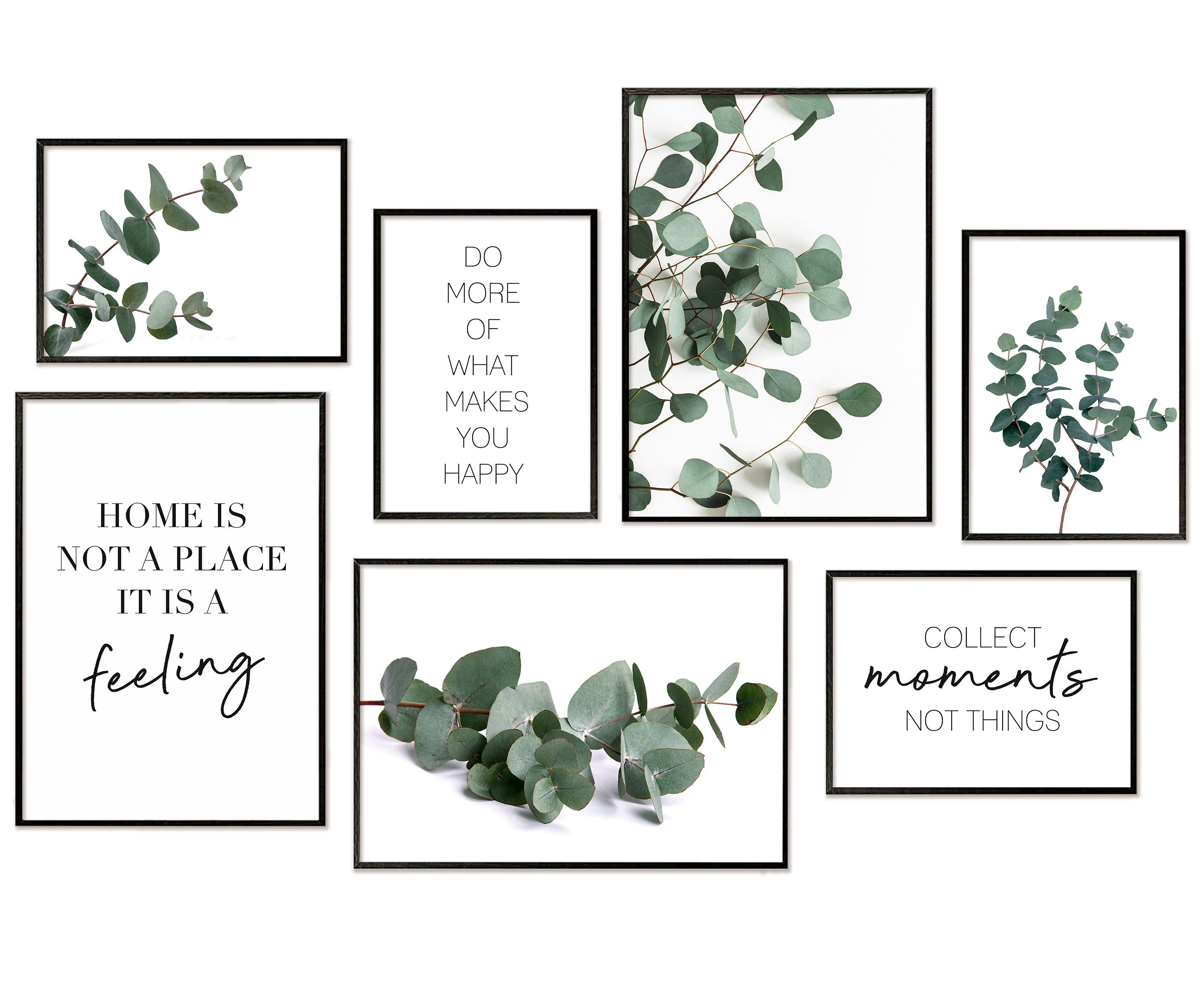 Hyggelig Home Poster Eukalyptus, Premium Poster Set OHNE & MIT Rahmen, 7 Wa günstig online kaufen