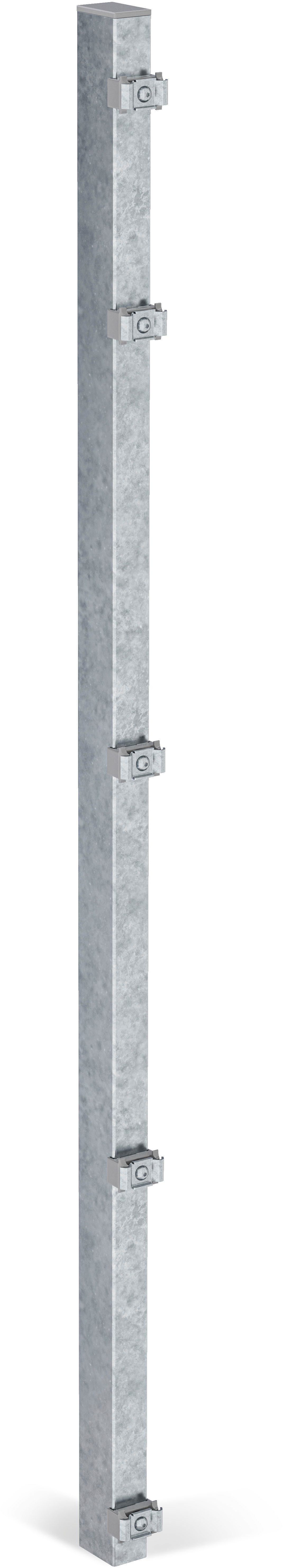 Alberts Zaunpfosten 60x40 mm für Doppelstabmattenzaun, 147,5 cm, zur Befestigung mit Einschlag-Bodenhülse oder Pfostenträger