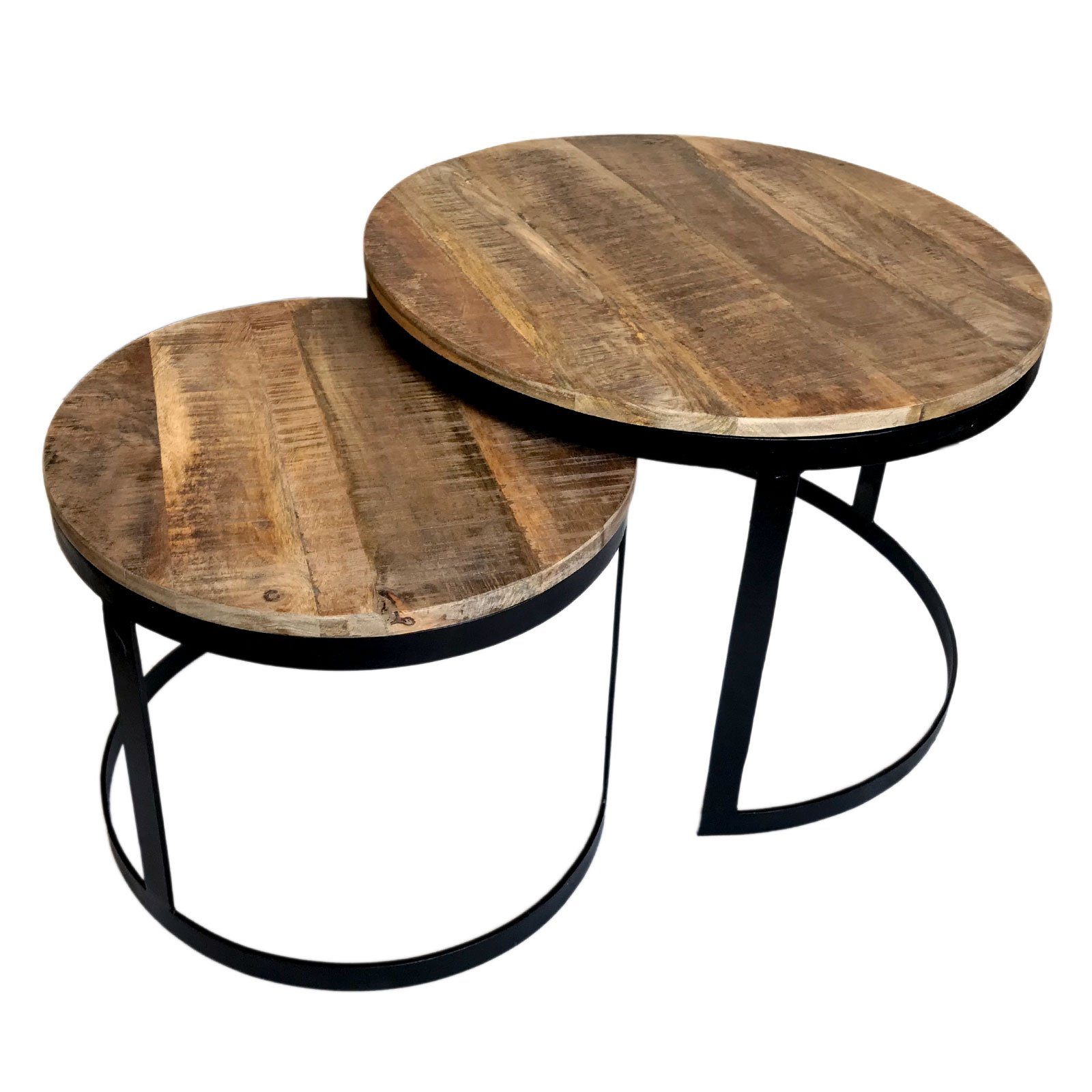 Couchtisch Couchtisch 2er Set Beistelltisch Wohnzimmer-Tisch Austin Holz Metall