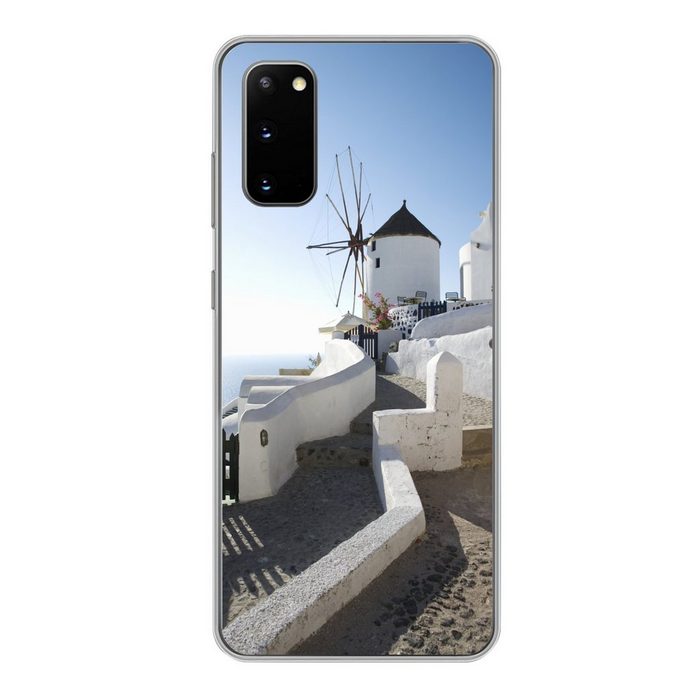 MuchoWow Handyhülle Windmühle auf Santorin in Griechenland Phone Case Handyhülle Samsung Galaxy S20 Silikon Schutzhülle
