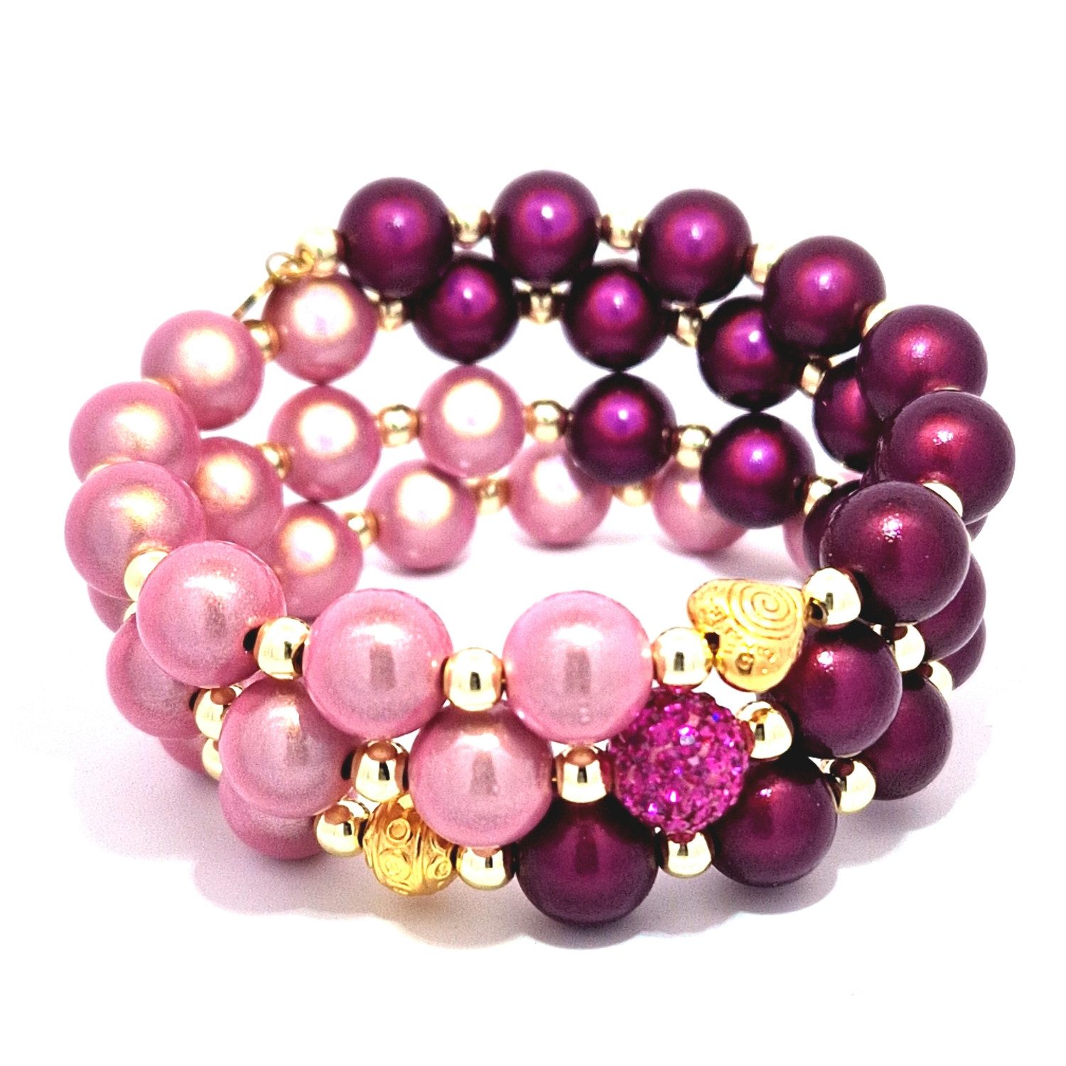 Impala Perlenarmband Wonder Pearls Spiralarmband – in vielen Farben, mit Shamballa-Kugel