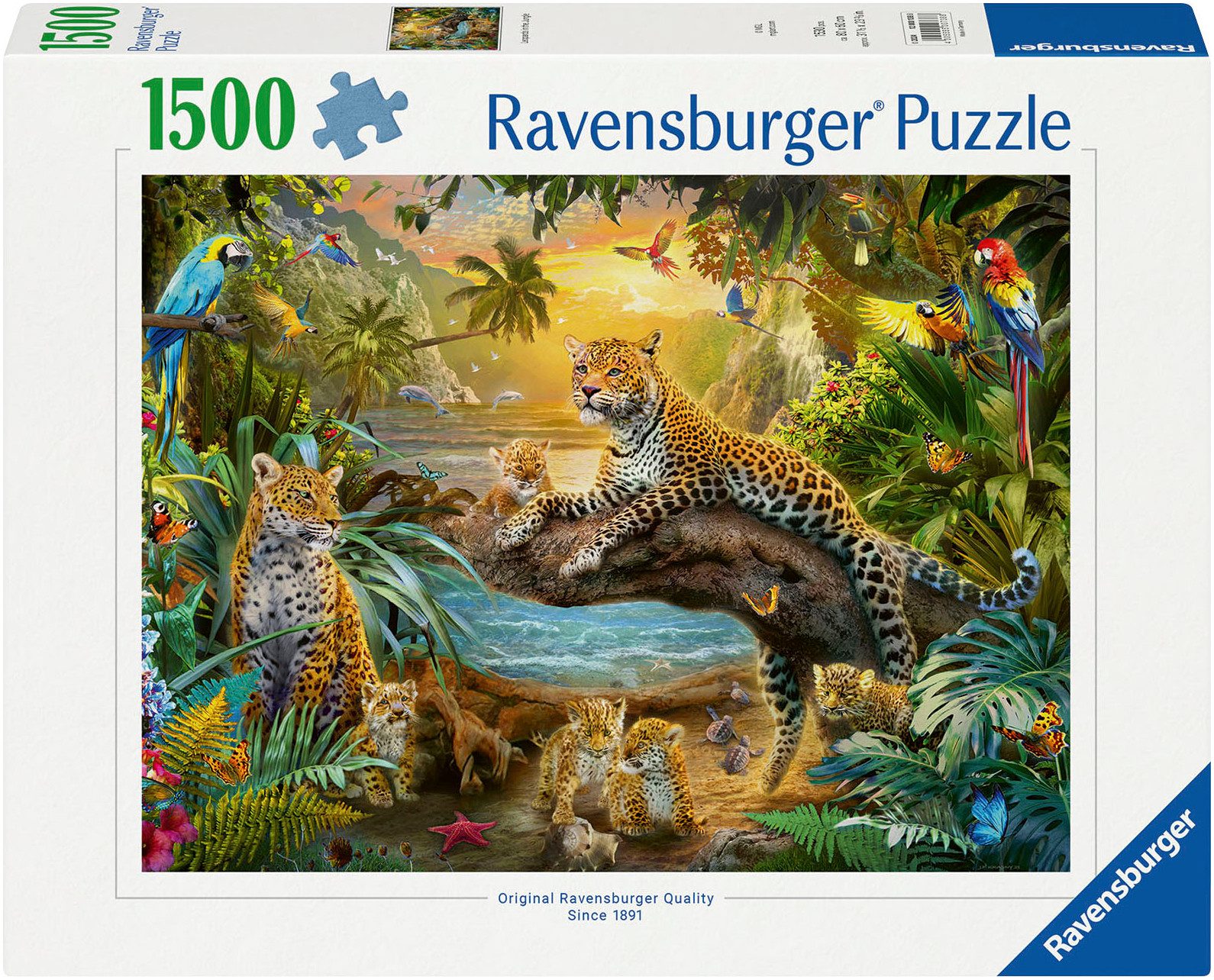 Ravensburger Puzzle Leopardenfamilie im Dschungel, 1500 Puzzleteile, Made i günstig online kaufen