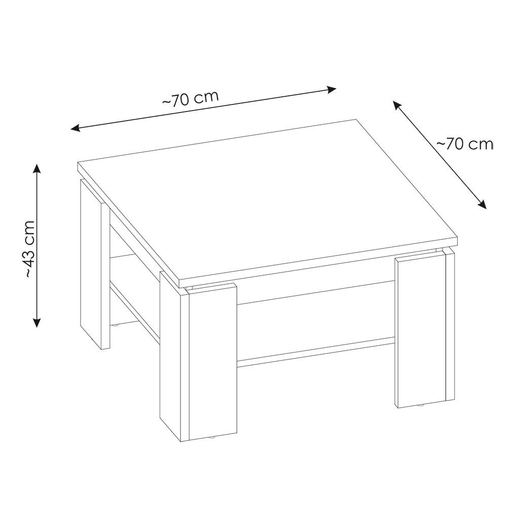 Sofatisch quadratisch, weiß, Konsolentisch 70/43/70 in Lomadox cm FORTALEZA-129, ca. B/H/T