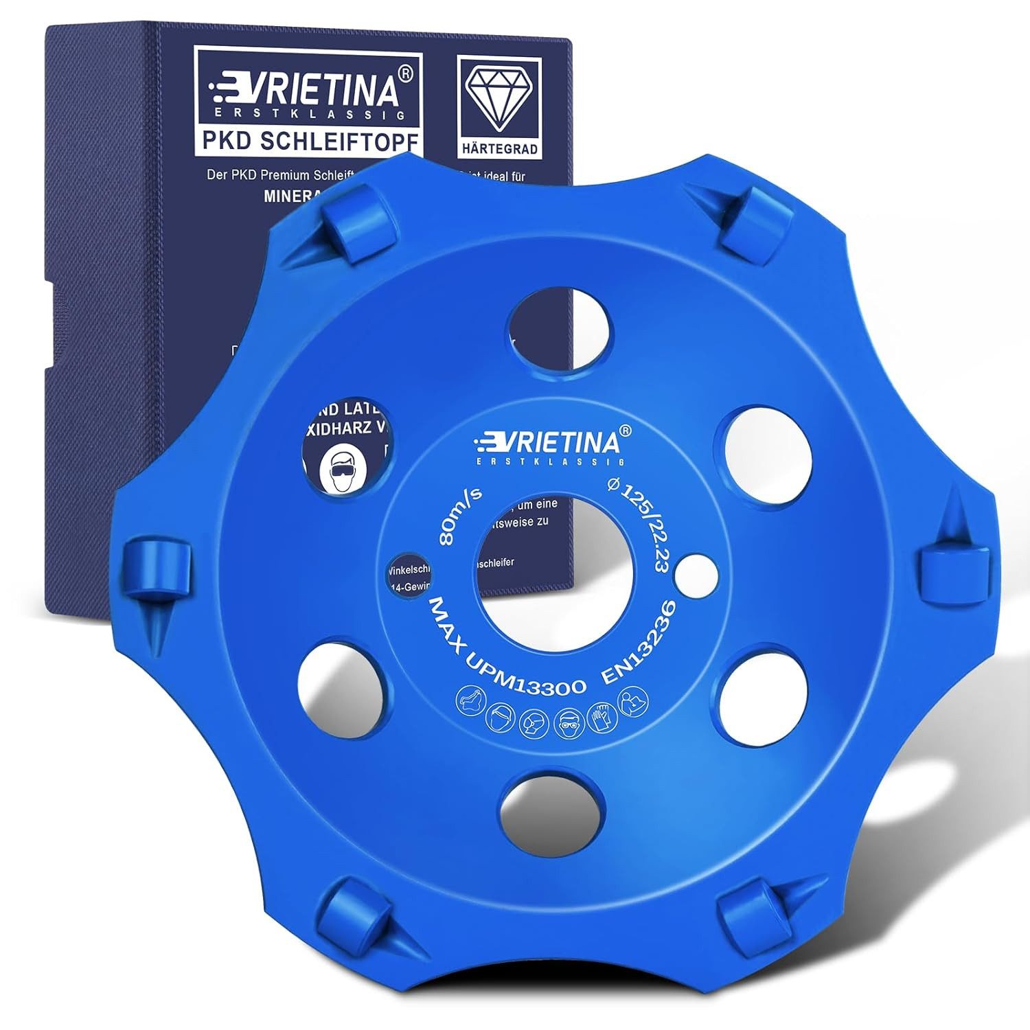 LIMABEX Turbo-Diamantschleiftopf 125 Mm – Für Beton, Estrich & Naturstein, Bohrung 22,23 Mm, Ruhiger Lauf 22,23mm Aufnahme