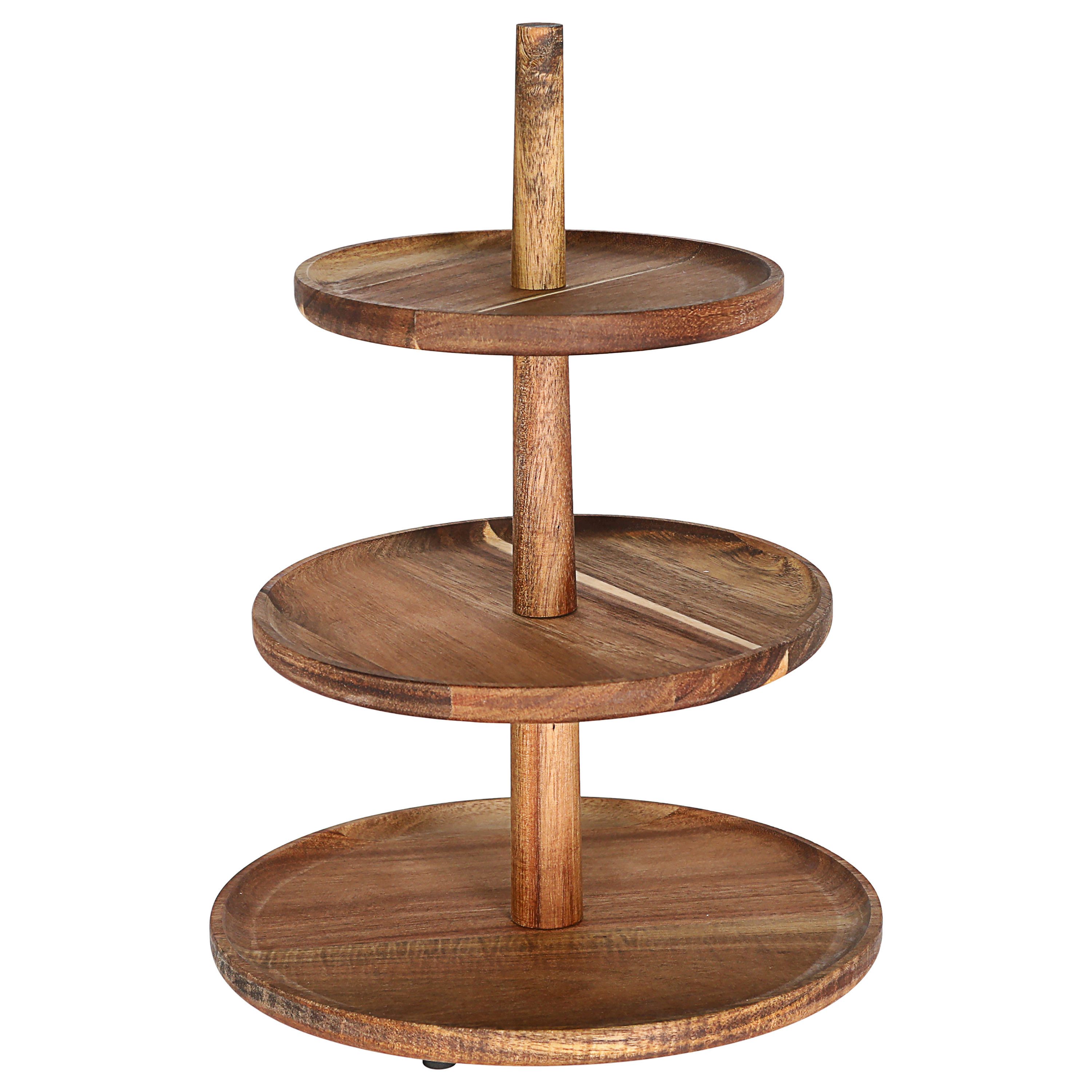 CEPEWA Dekoetagere Etagere Holz 3 Etagen 26x35cm Akazienholz braun Servierp günstig online kaufen