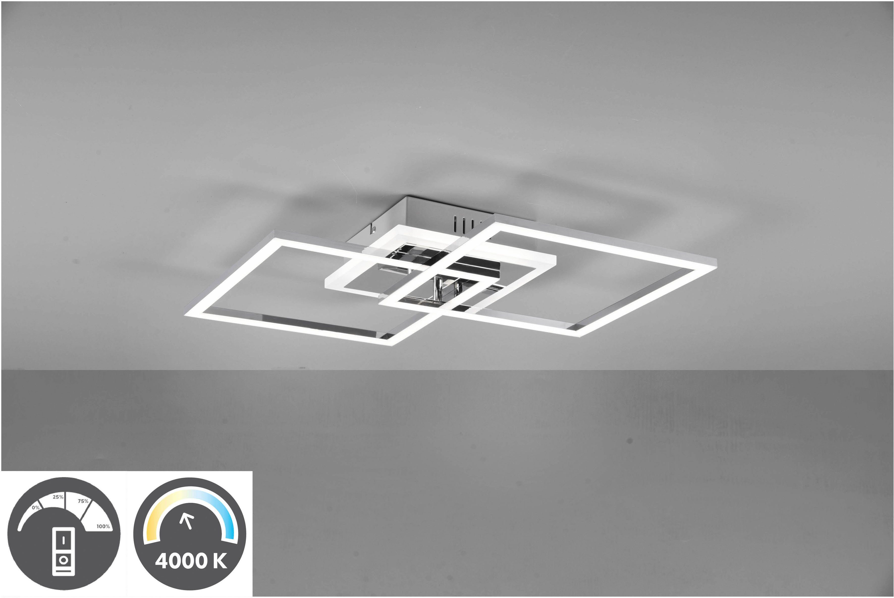 TRIO Leuchten LED Deckenleuchte Venida, Dimmfunktion, Memoryfunktion, LED fest integriert, Neutralweiß, neutralweiß 4000K, dimmbar, Memoryfunktion, 3000 Lumen 25W, 35x57 cm