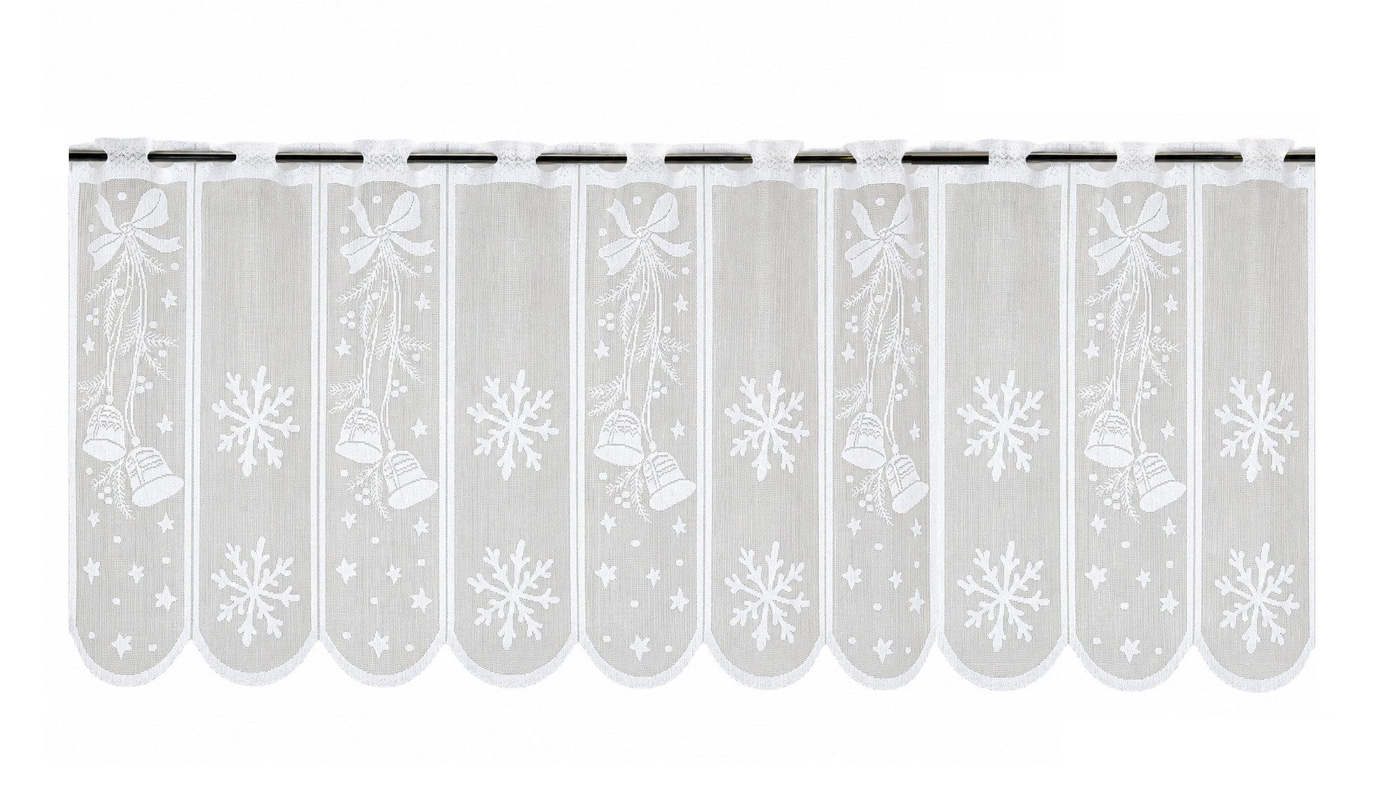 EXPERIENCE Scheibengardine Scheibengardine Glocke Flocke Schnee, HxB 50x140cm, (1 St), Öse, transparent, Scheibengardine