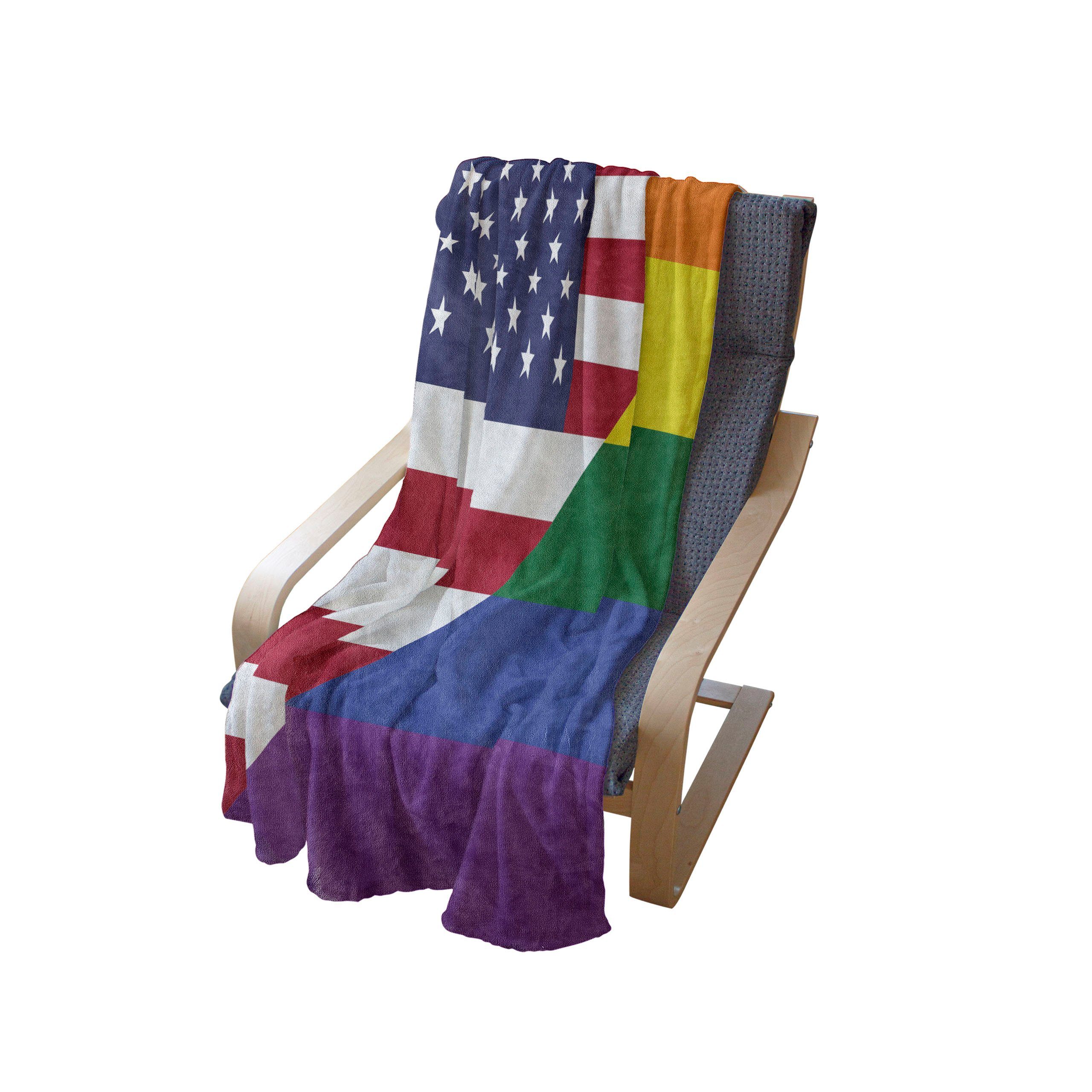 und Regenbogen-Farben Wohndecke Stolz Plüsch Gemütlicher Abakuhaus, USA Außenbereich, Innen- Flagge den für