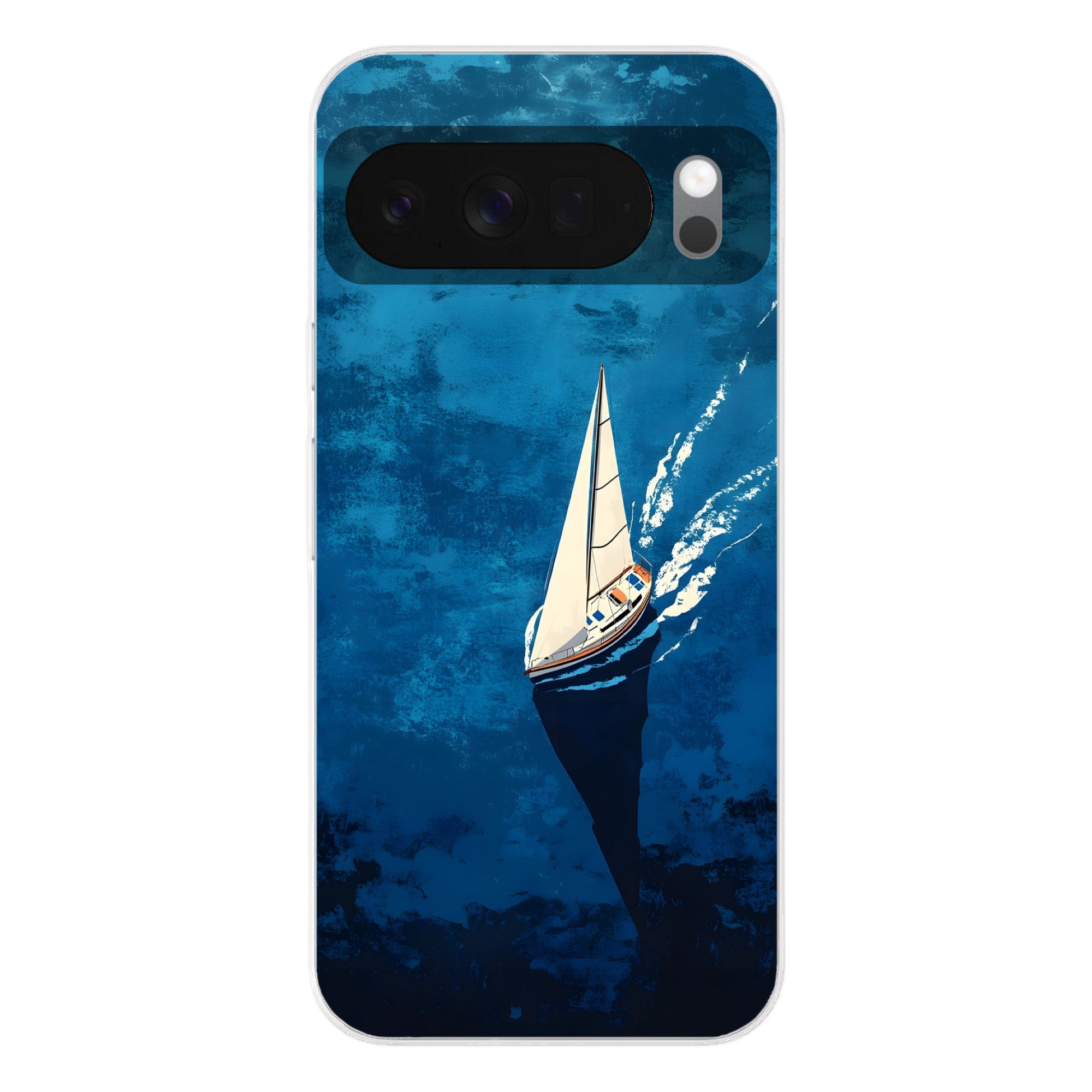 MuchoWow Handyhülle für Google Pixel 10 Pro XL Segelboot - Wasser - Abstrakt - Schatten, Phone Case, Silikon, Schutzhülle Dünn