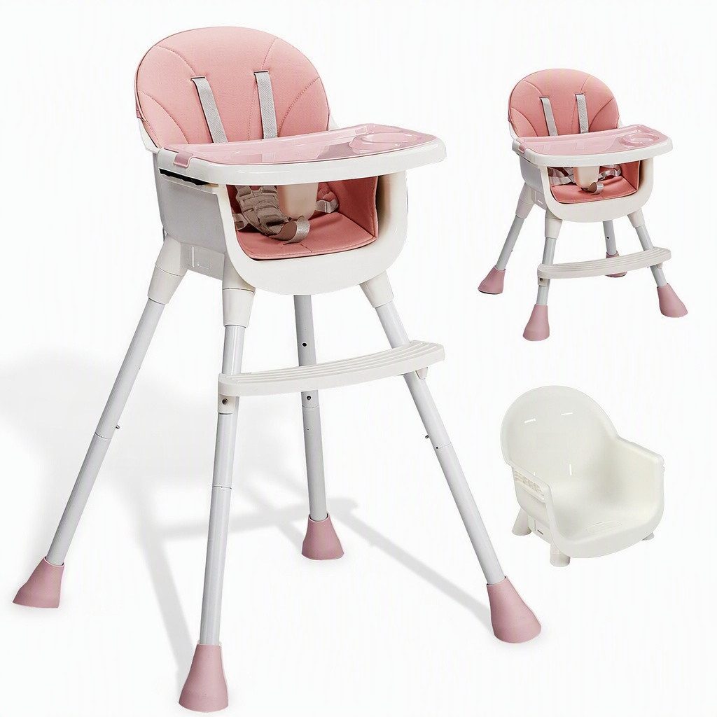 LALAHO Kinderstuhl 2-in-1 Babyhochstuhl Esszimmerstuhl mit Esstablett, Abnehmbares Tablett, Sicherheitsgurt, Einstellbare Höhe