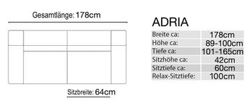 Sofanella 2-Sitzer Sofanella 2-Sitzer ADRIA Ledercouch italienisch Sofa in Schwarz