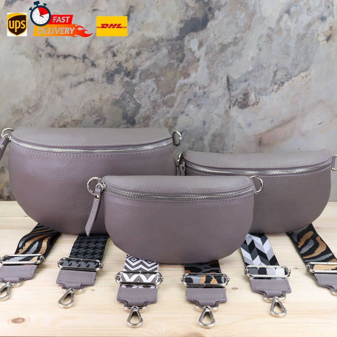 Blade Umhängetasche Bauchtasche Damen Echtleder Umhängetasche Brusttasche Gürteltasche, als Schultertasche tragbar mit Verstellbare Schultergurte