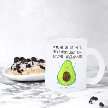 Mr. & Mrs. Panda Teeglas Avocado Glücklich - Transparent - Geschenk, Gesund, Teetasse, Glas Te, Premium Glas, Liebevolle Gestaltung