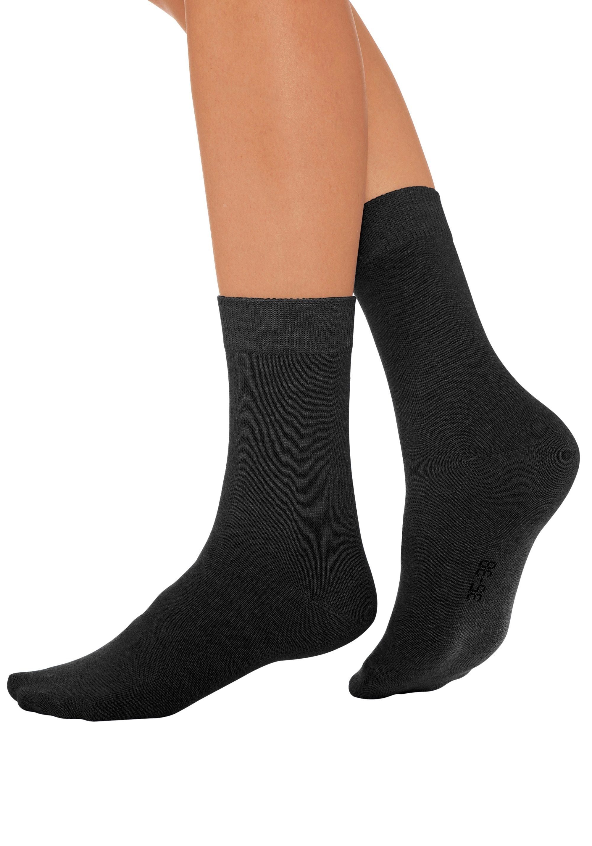 Lavana Basicsocken Damensocken meliert und uni (Packung, 7-Paar, Gr. 35-38 bis 39-42) mit druckfreiem Bündchen – Bild 5 von 5