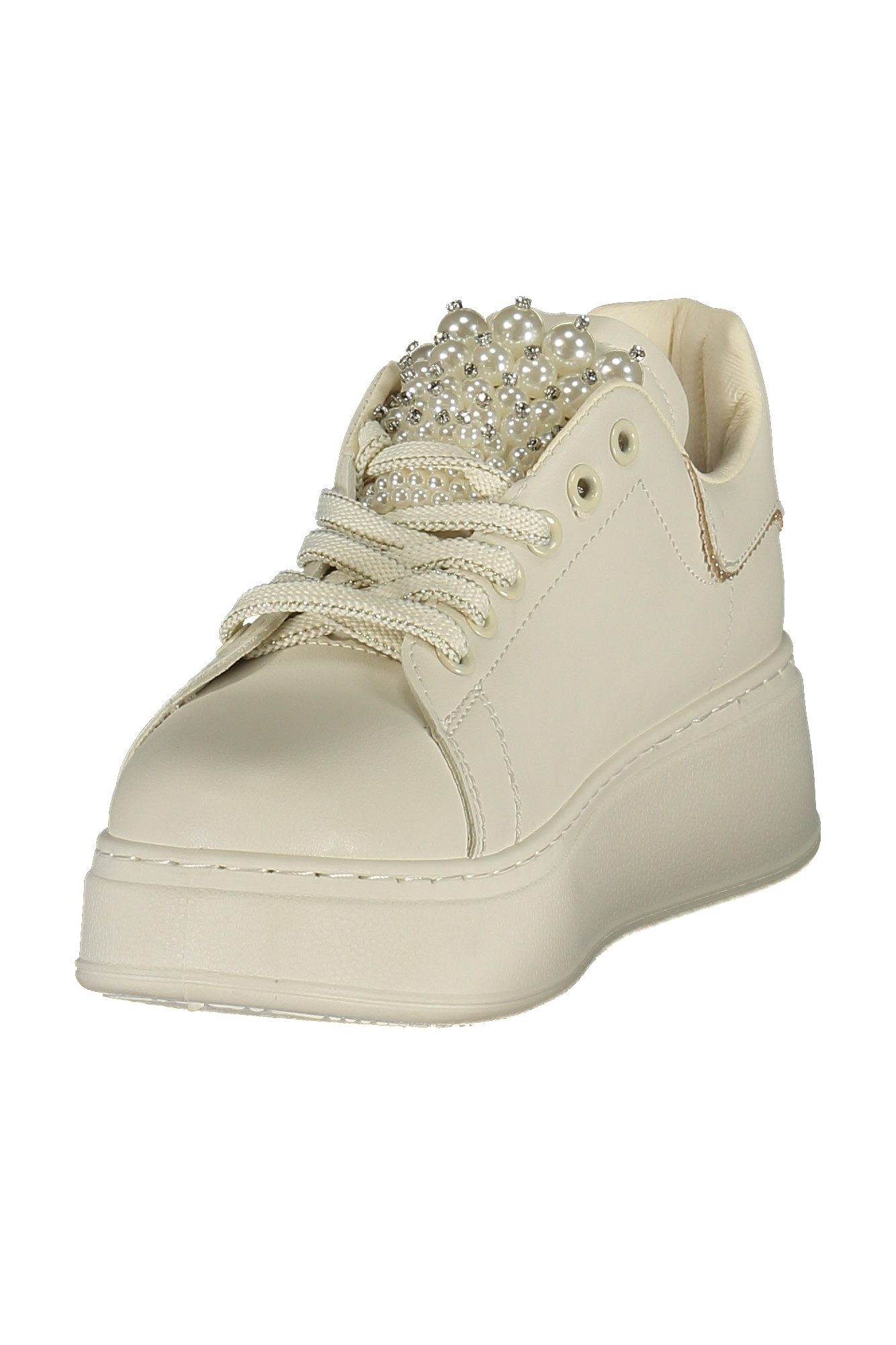 Laura Biagiotti Sneaker Damen-Sportschuh Weiß mit Perlendetails und