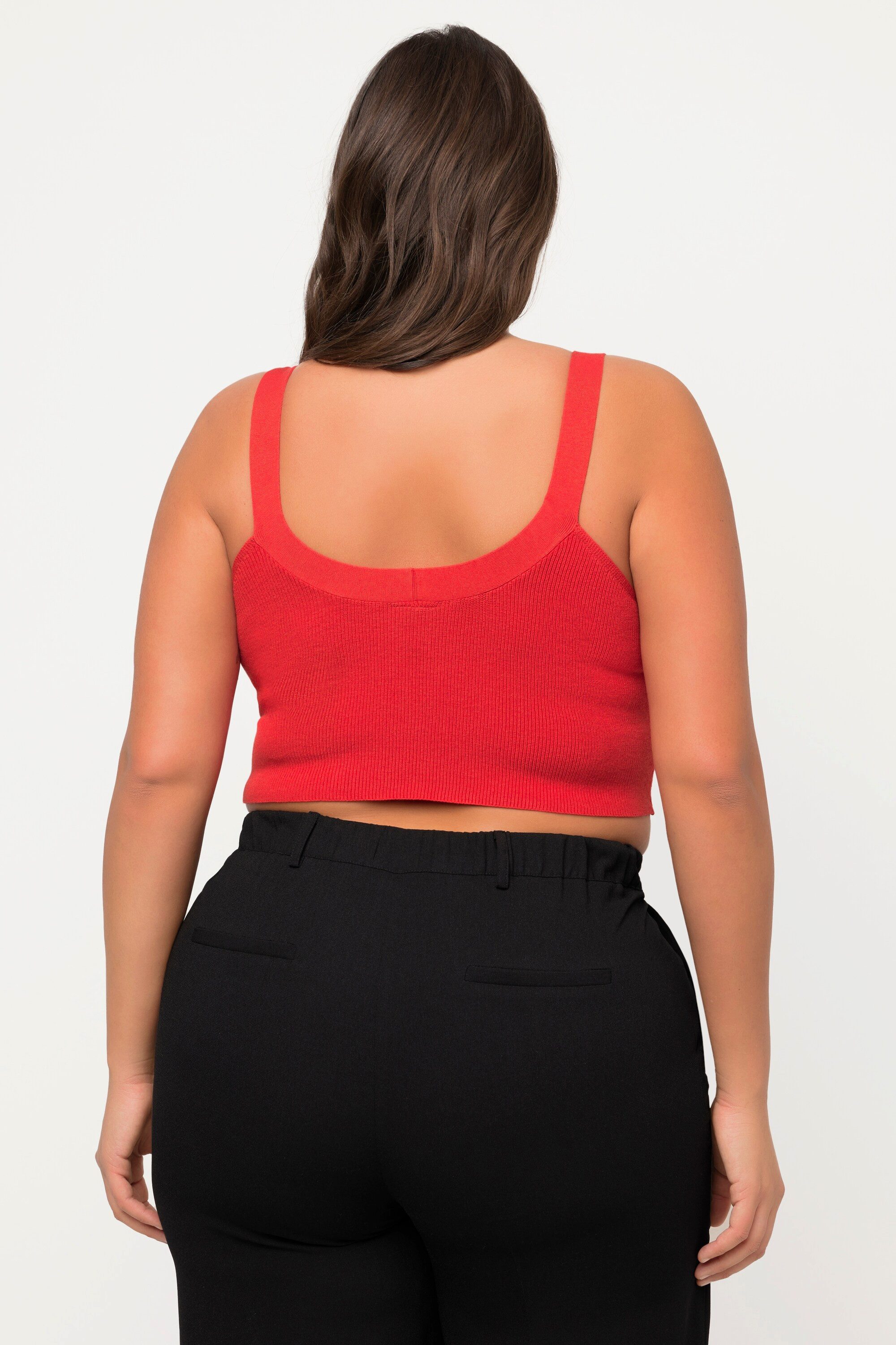 Ulla Popken Pullunder Strick-Bustier Rippstrick V-Ausschnitt