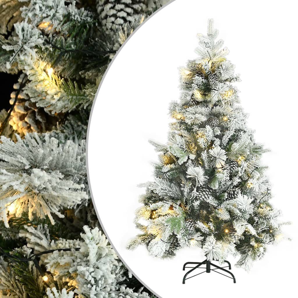 vidaXL LED Baum Weihnachtsbaum mit LEDs & Zapfen Beschneit 150 cm PVC & PE
