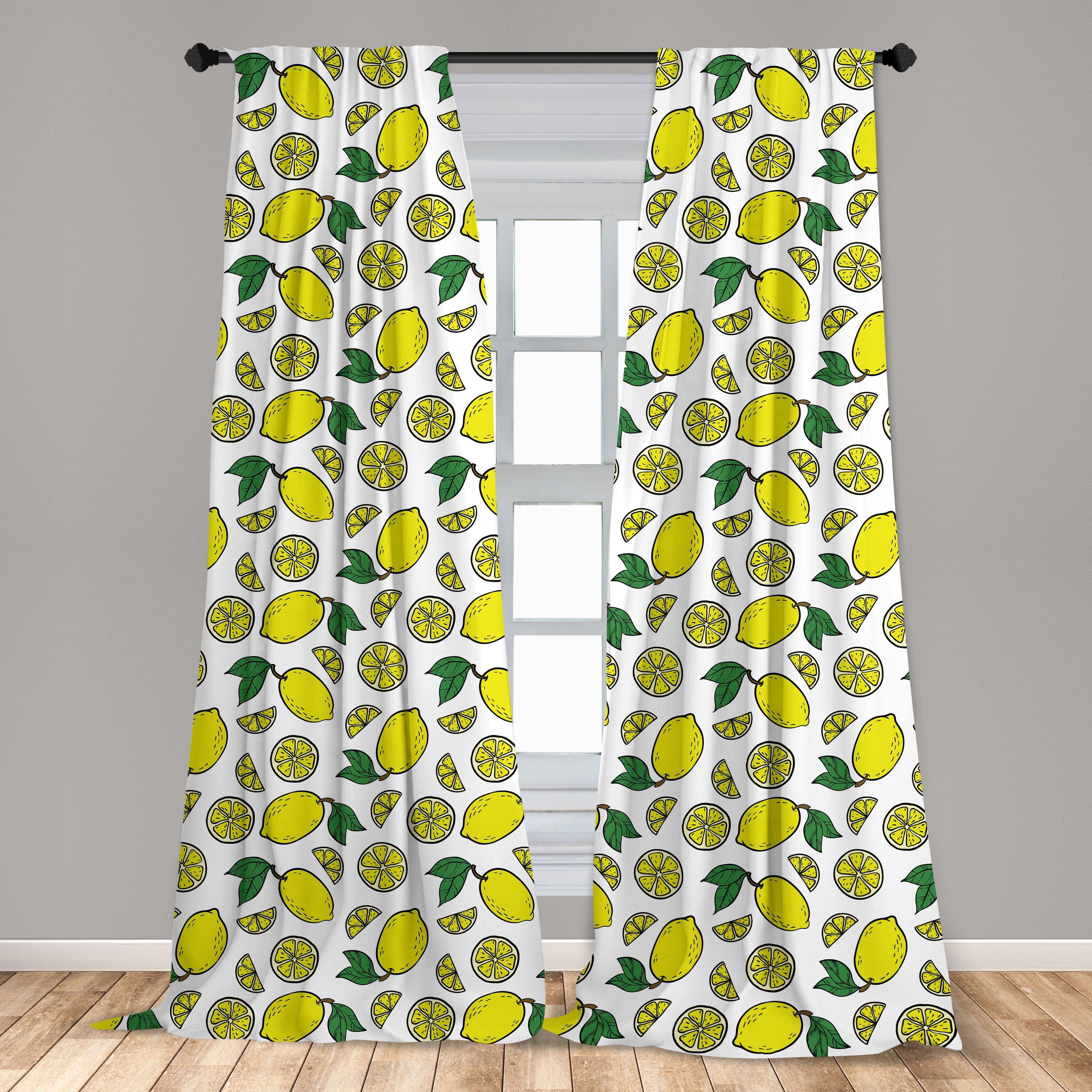 Gardine Vorhang für Wohnzimmer Schlafzimmer Citrus Microfaser, Sommer Dekor, Zitronen Abakuhaus, Vivid Blossom
