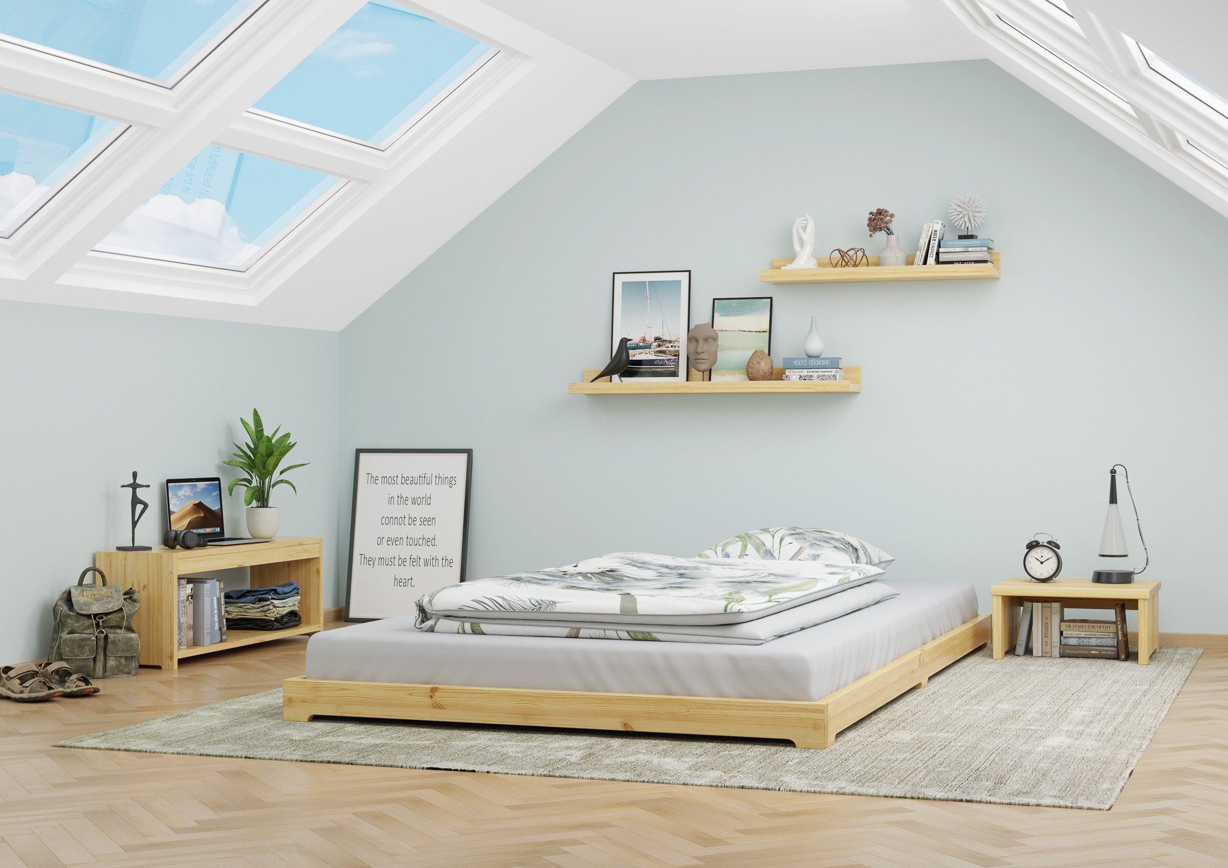 ERST-HOLZ Bett Extra Niedriges Futonbett Bettrahmen günstig online kaufen