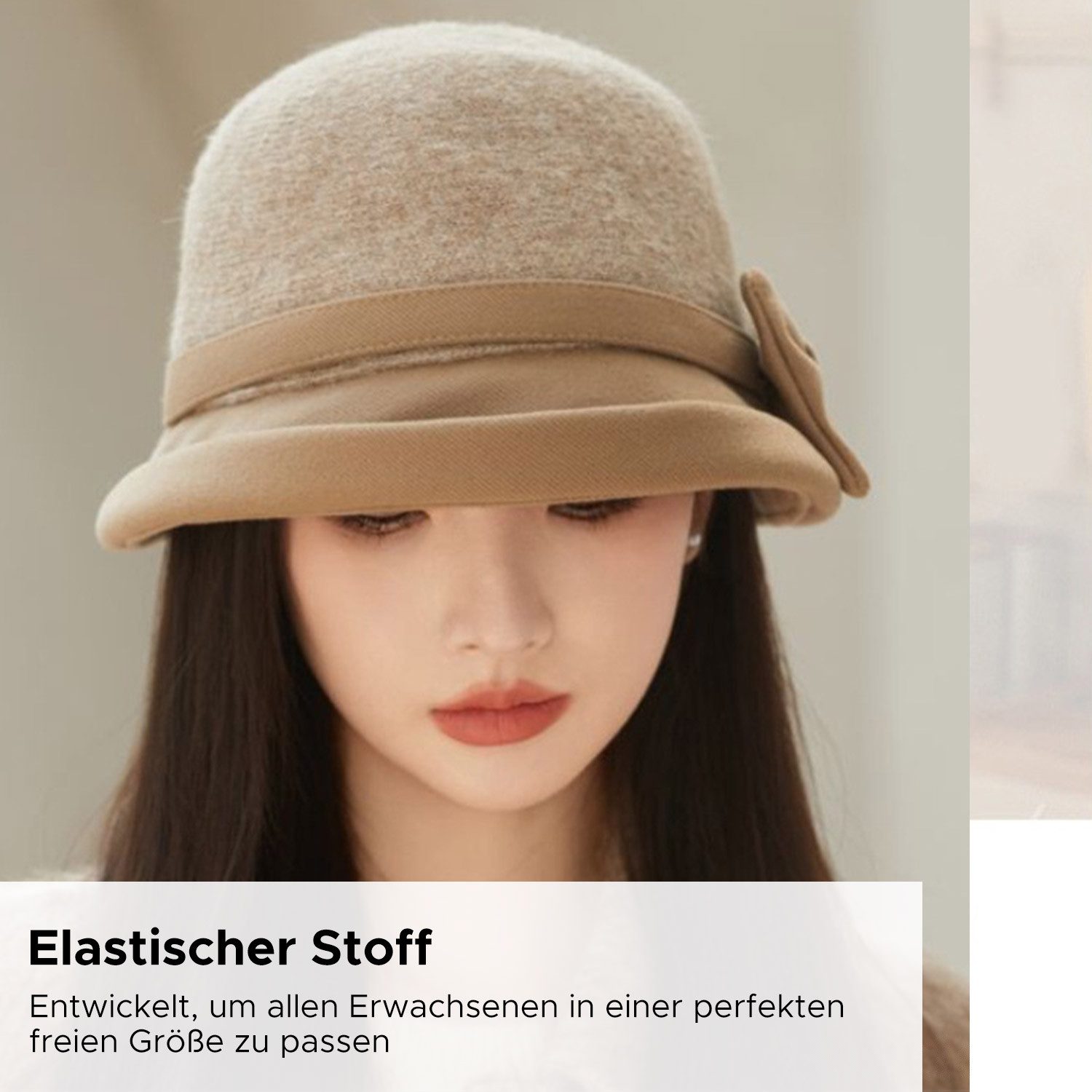 Refttenw Fischerhut DamenFischerhut,Trendiger Bucket Hat mit Krempe,warm halten