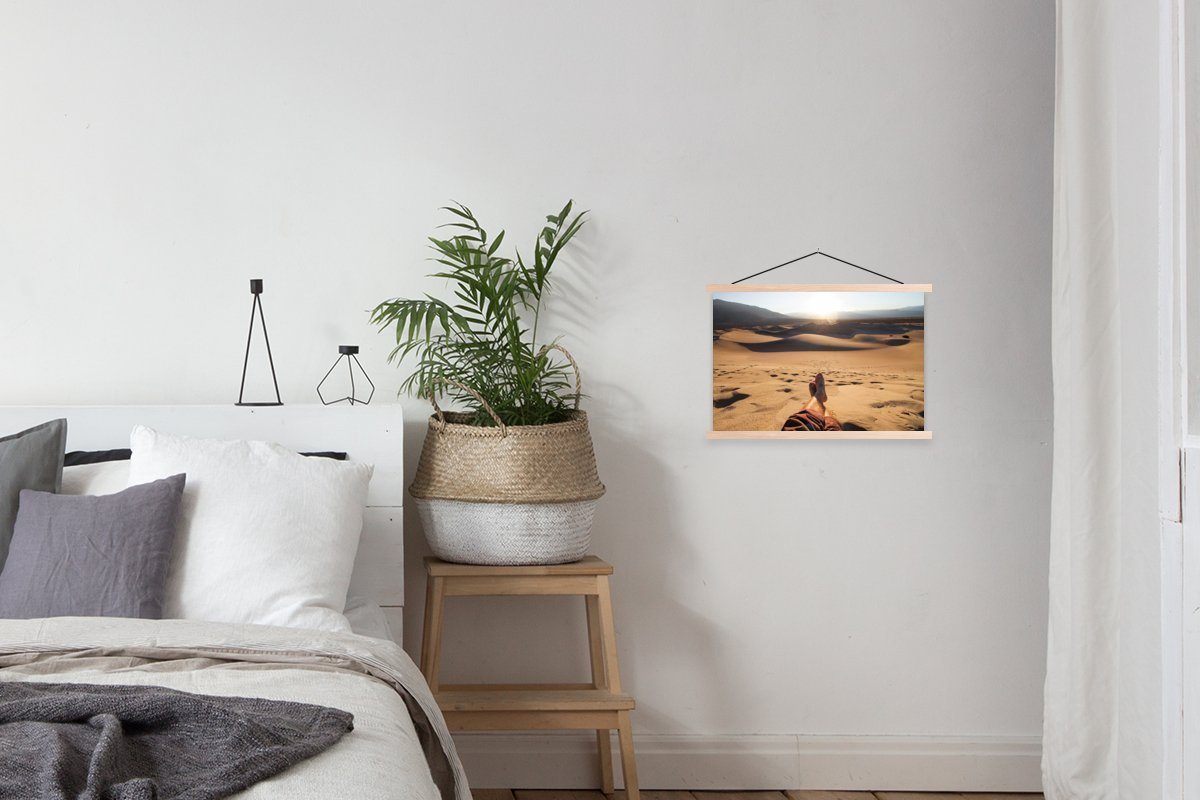 Füße, Poster - Bilderleiste, Amerika braun (1 St), Magnetisch braun Sand - Textilposter | für Wohnzimmer, Posterleiste, MuchoWow