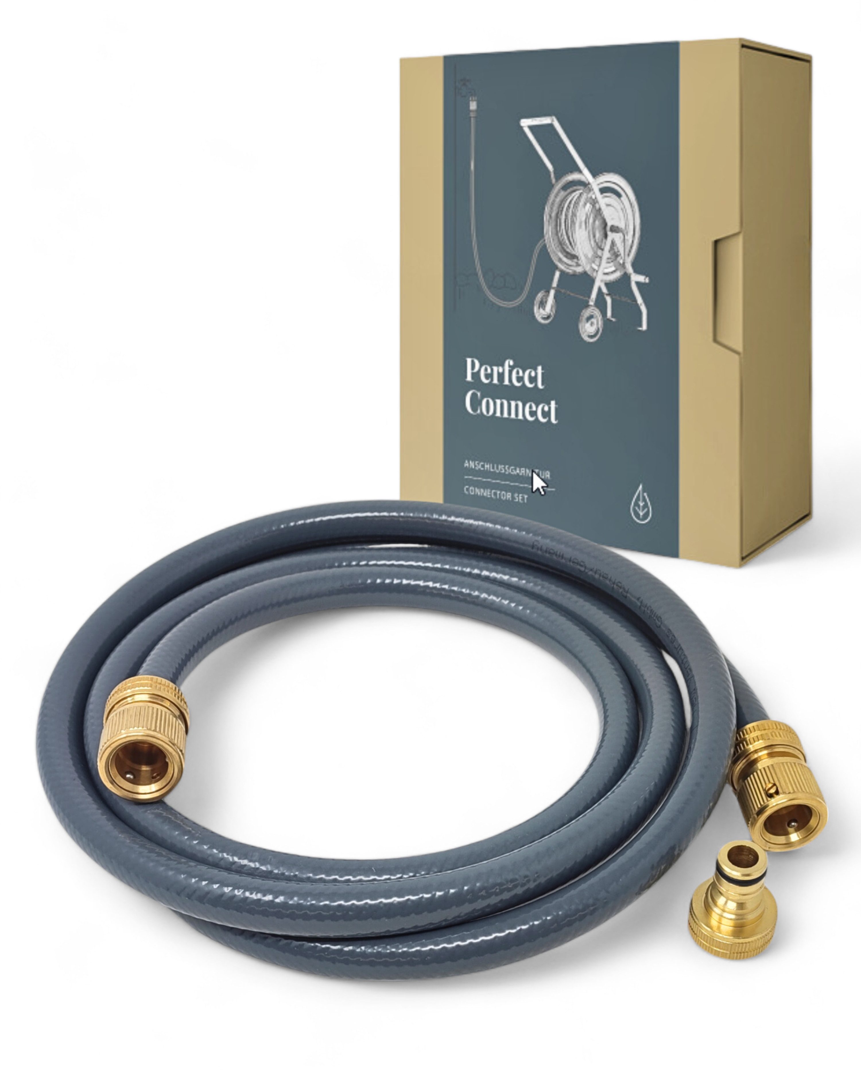 LIVLIG Gartenschlauch 2m Anschlussgarnitur 1/2 Zoll für Schlauchwagen & Schlauchtrommel, recyceltes Material, UV-beständig, wetterfest, Klicksystem