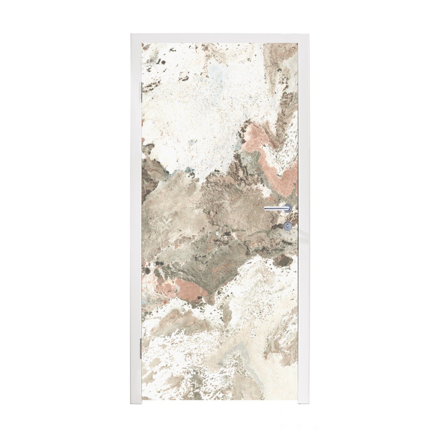 Granit - Tür, für Weiß St), 75x205 Matt, Türaufkleber, Fototapete Stein, - - Türtapete (1 MuchoWow Grau cm bedruckt,