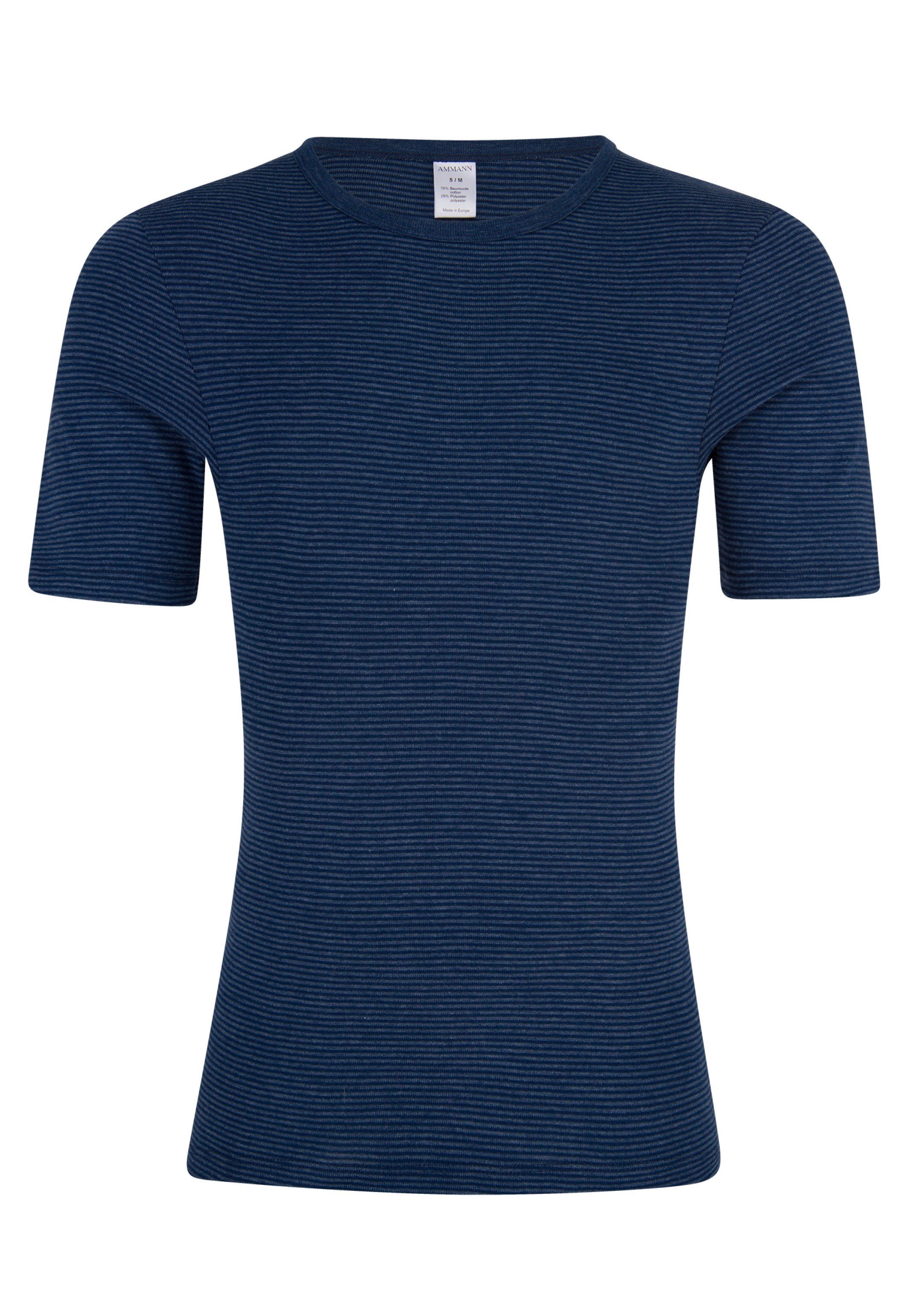 - Kurzarm - Unterhemd Jeans Baumwolle Feinripp Shirt Unterhemd / Ammann (1-St) Blau