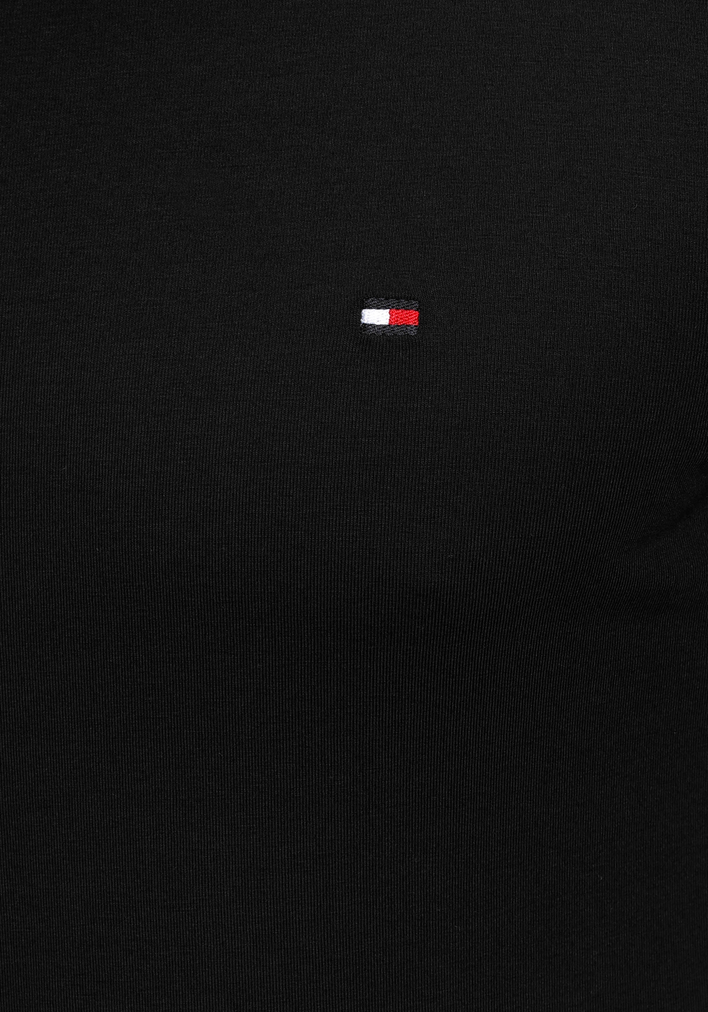 biologischem Hilfiger LONG Langarmshirt Baumwollstretch Tommy aus SLIM black FIT STRETCH SLEEVE