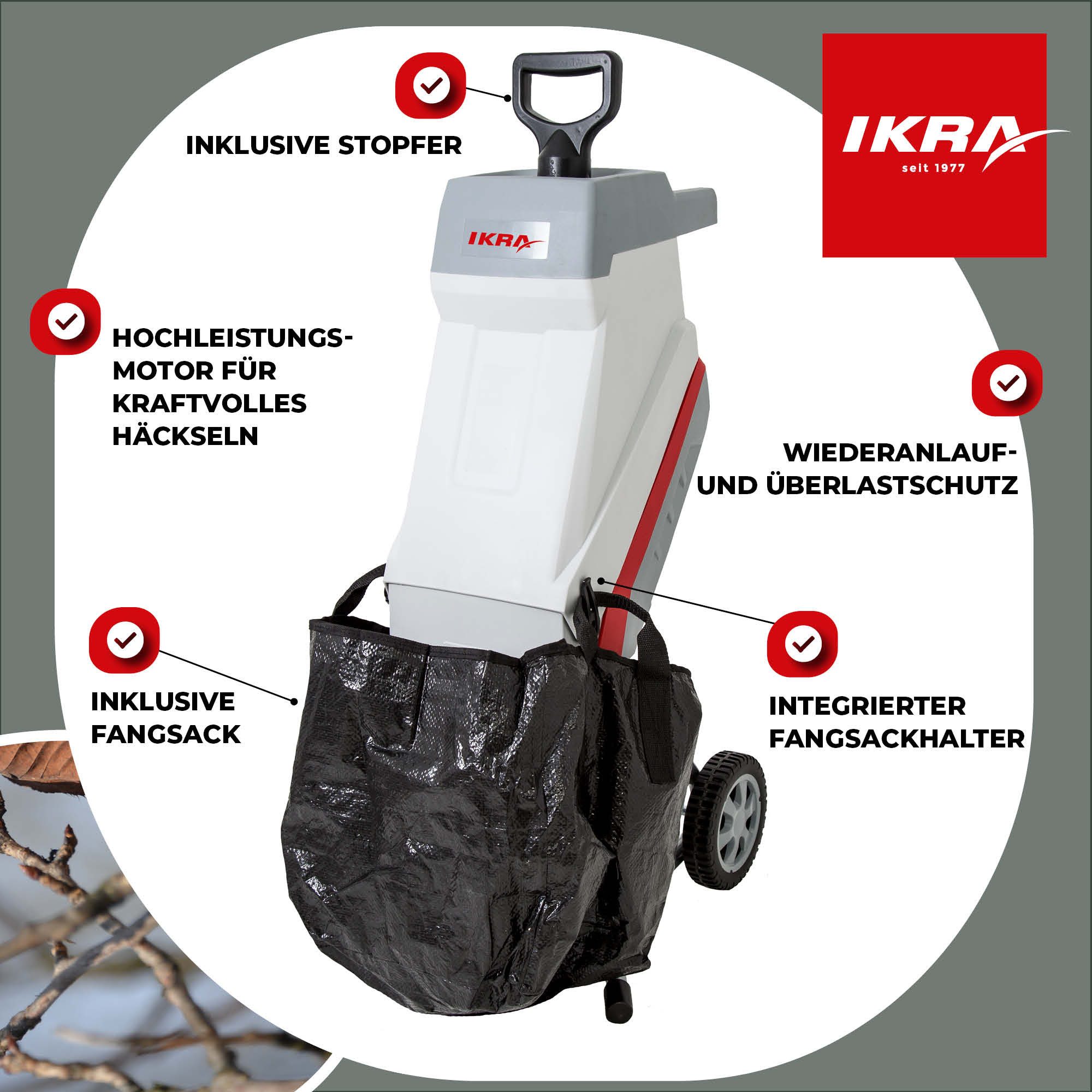 ikra GmbH Häcksler IMH 2500, 4,5 cm max. Astdurchmesser, 2.500 Watt