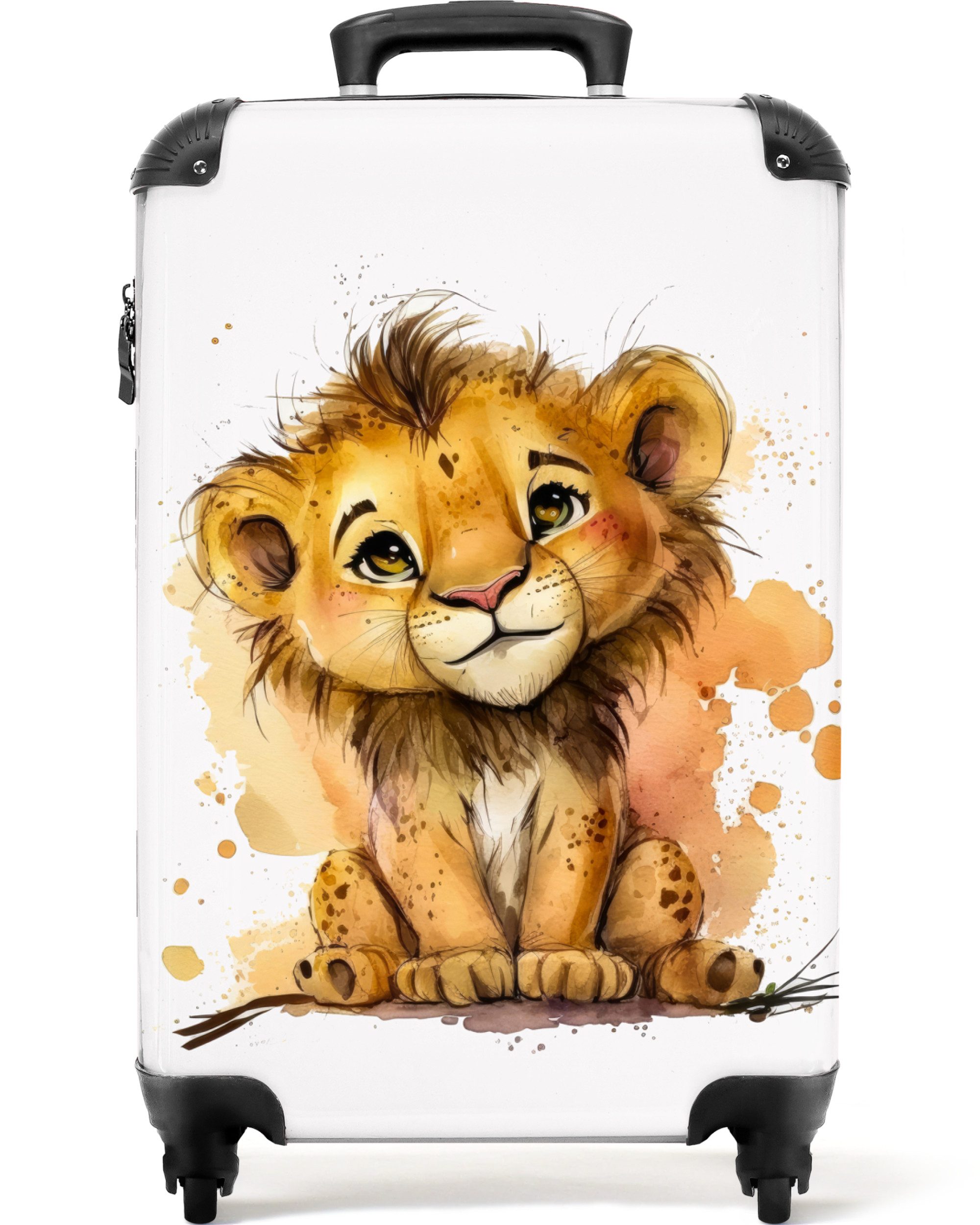 Kinderkoffer Löwe - Aquarell - Braun - Tiere - Mädchen - Jungen 55x35x20cm