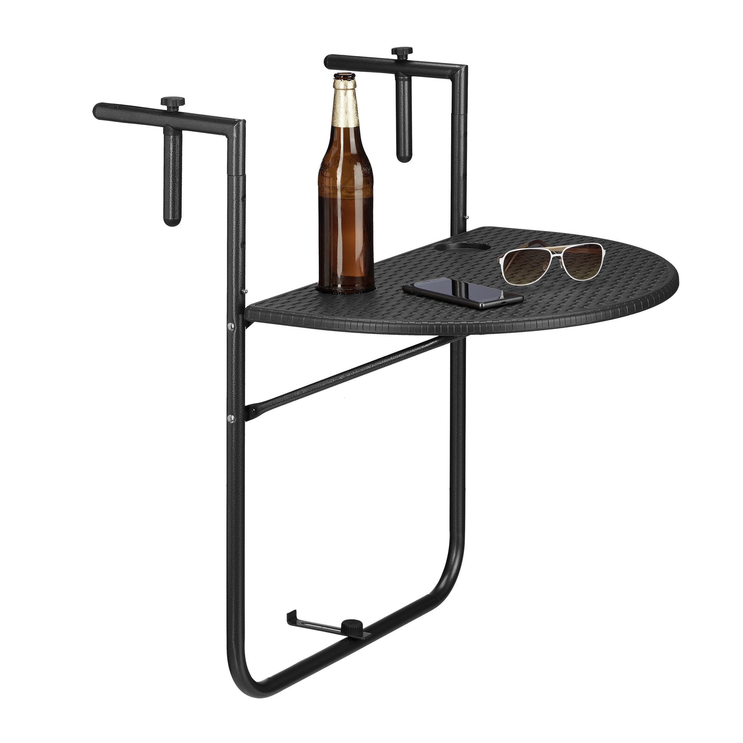 relaxdays Balkonhängetisch BASTIAN klappbar, Schwarz günstig online kaufen