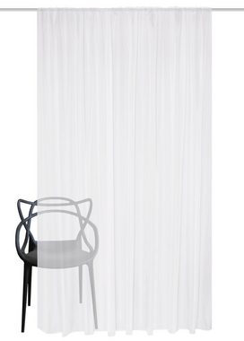 Vorhang 41082 Fertigstore KYRA aus Effektvoile mit streifen, weiß, Kräuselband, HOME WOHNIDEEN, (1 St), Polyester