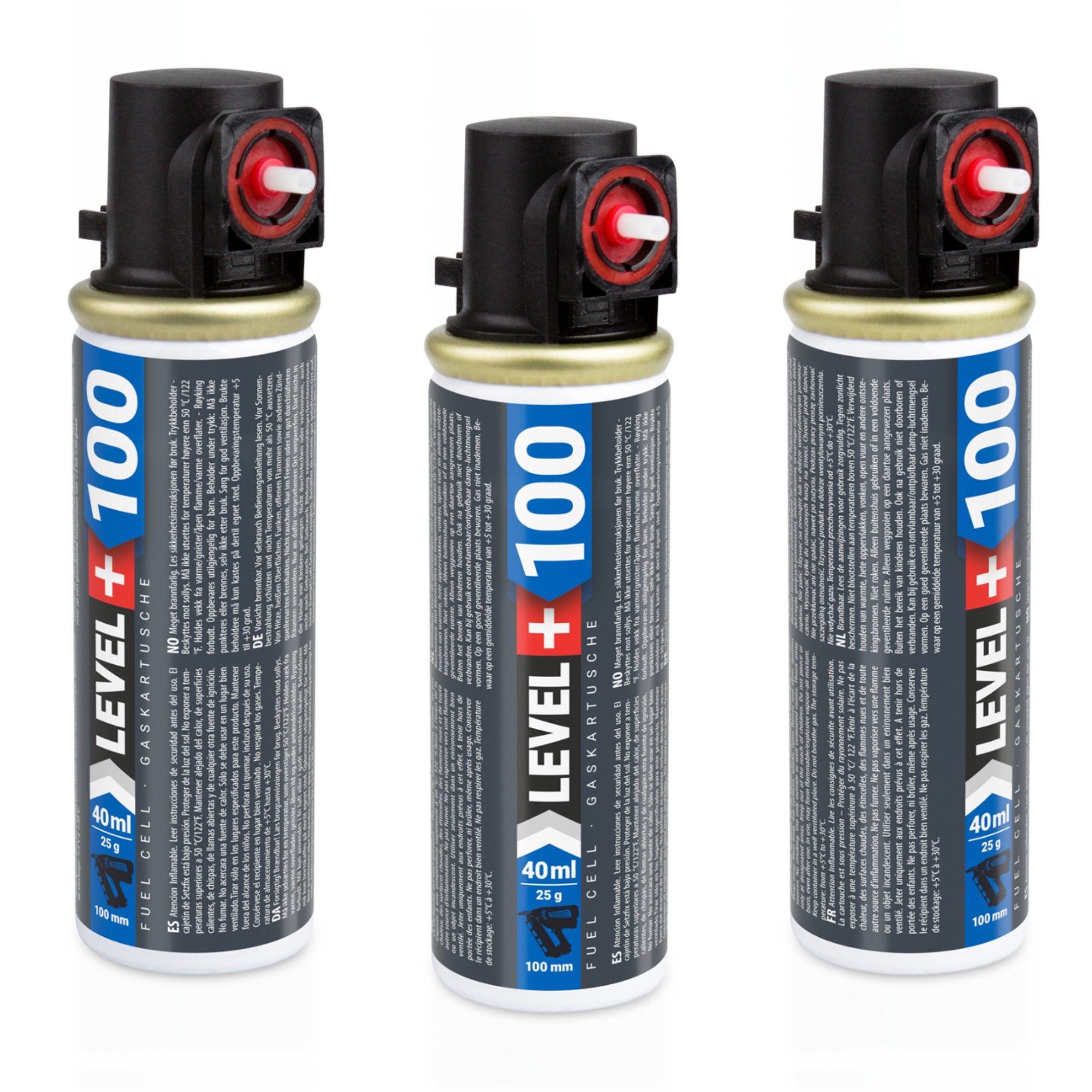 Level+ Gaskartusche Gaskartusche 100mm 40ml Ersatzgas für Nagler L+100 1St.