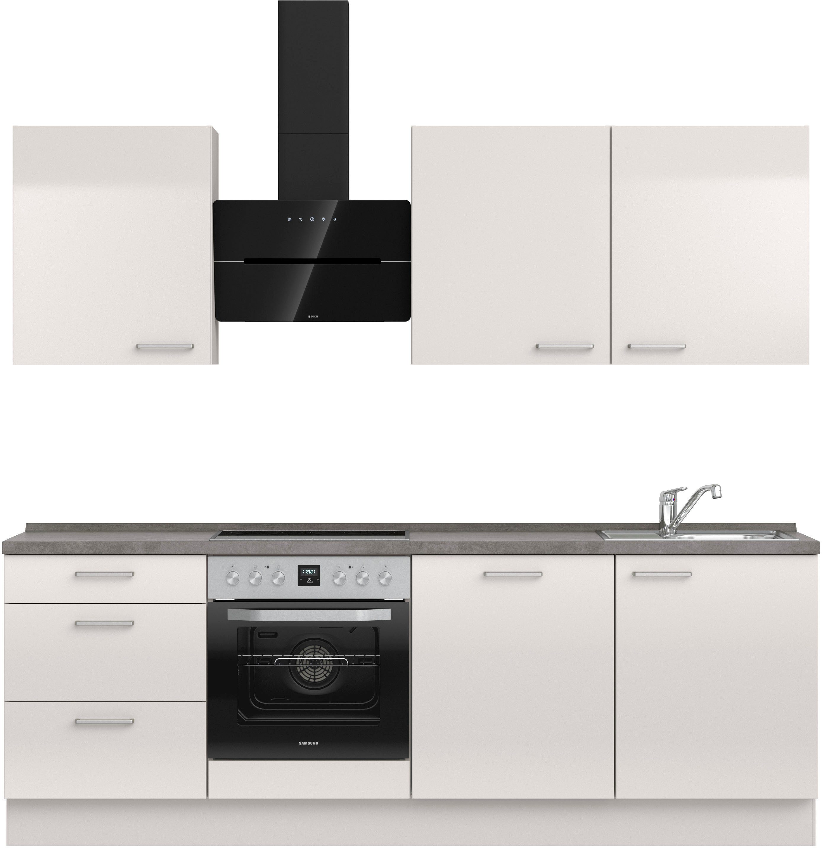 nobilia® Кухниzeile "Flash II", vormontiert, Ausrichtung wählbar, Breite 240 cm, wahlw. mit E-Geräten