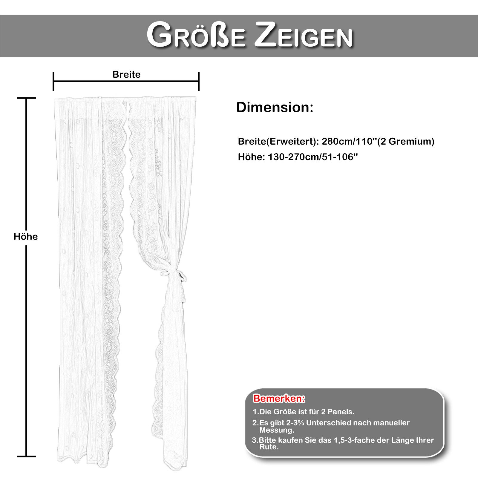 Qelus Vorhang 2 Stück Transparent Gardinen Spitze Blumen,Vorhänge mit Stangentaschen (2 St), Weiße,Rutentasche,für Wohnzimmer Schlafzimmer Küche