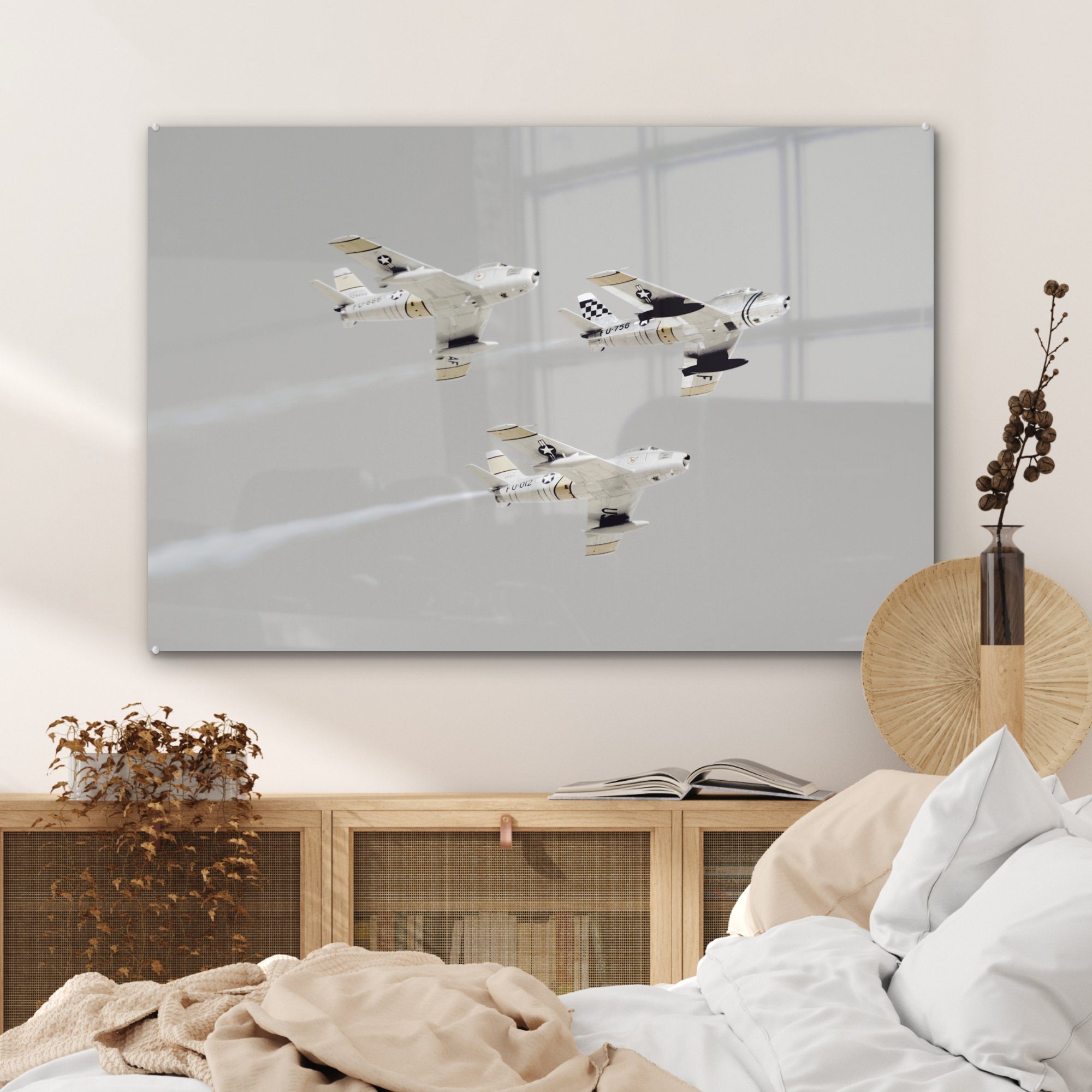 Luft Flugzeuge (1 Rauch, MuchoWow & - Schlafzimmer St), Acrylglasbild Acrylglasbilder - Wohnzimmer