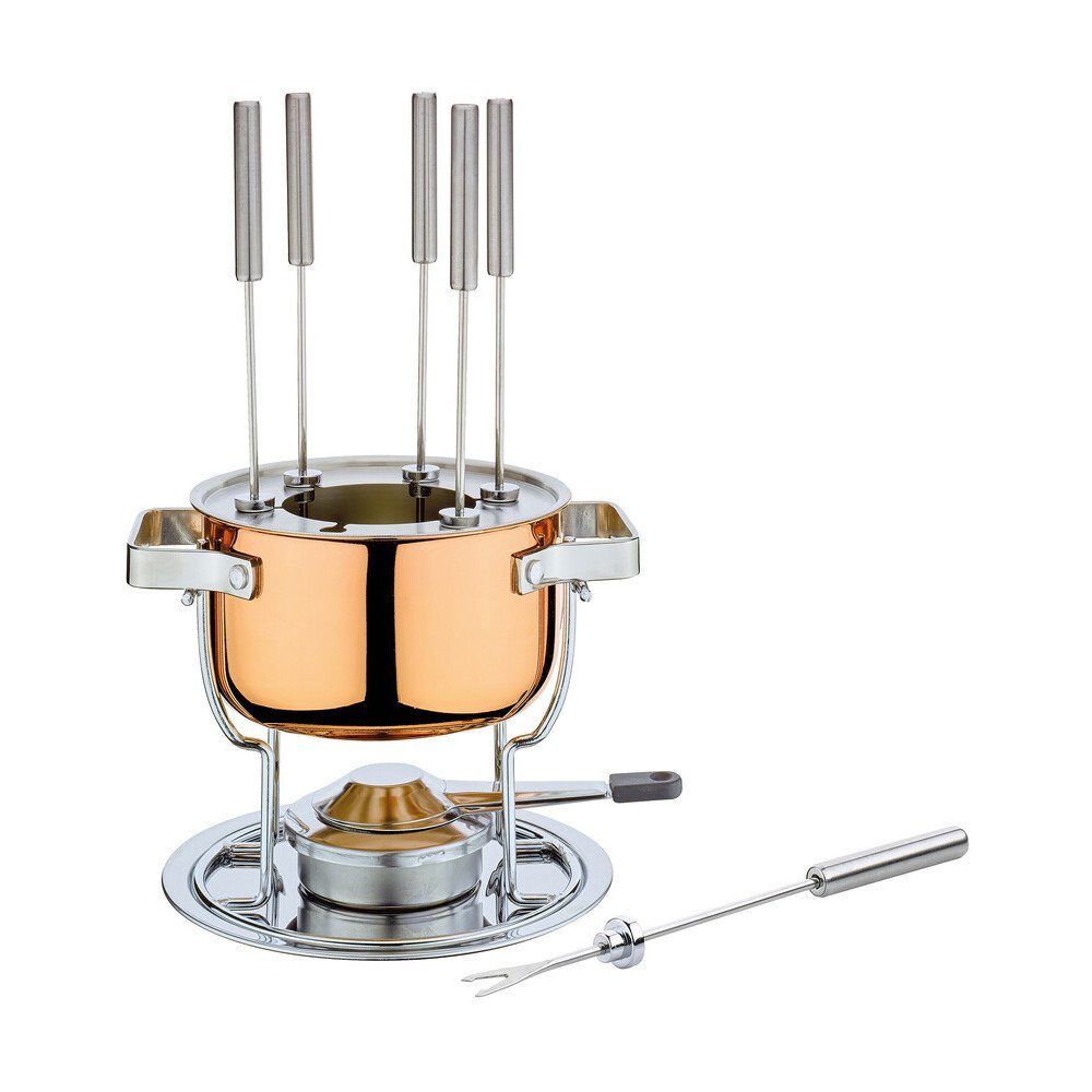 Spring Fondue Fonduegarnitur Davos Culinox 17 cm kupfer, 1,5l, Edelstahl, nicht spülmaschinengeeignet, Induktion, Kupfer