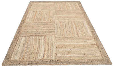 Teppich Melati, Guido Maria Kretschmer Home&Living, rechteckig, Höhe: 6 mm, Naturprodukt aus 100% Jute, Karo mit Bordüre
