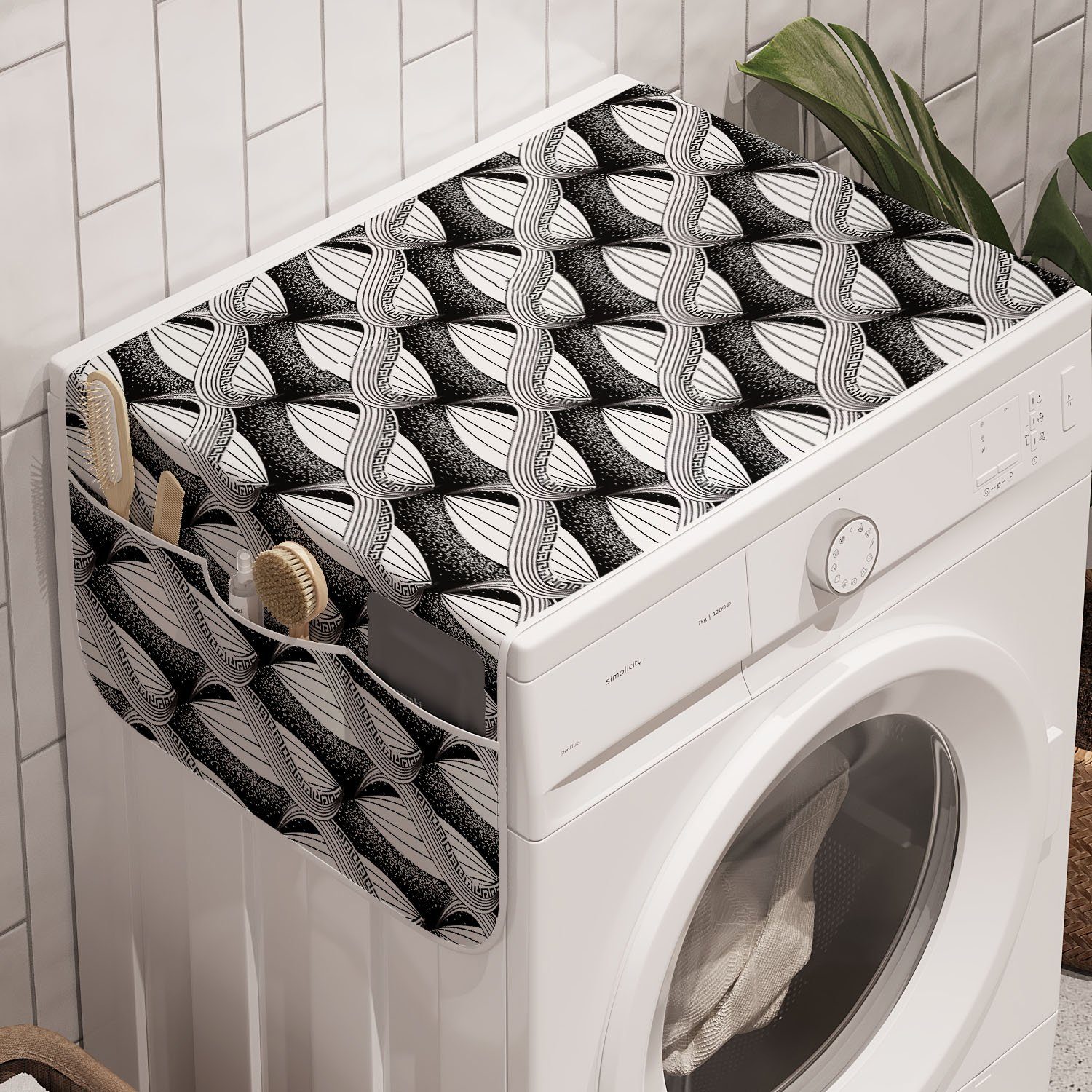 Abakuhaus Badorganizer Anti-Rutsch-Stoffabdeckung für Waschmaschine und Trockner, Abstrakt Moderne Strudel Illustration