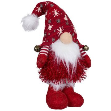 Christmas Paradise Weihnachtsfigur Wichtel mit LED 34cm (56cm) stehend, (Dekofiguren, 2 St., im Set), Weihnachten, rot & grau