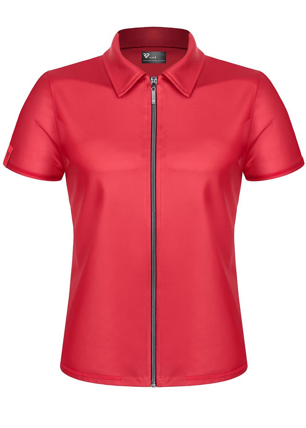 Regnes Fetish Planet T-Shirt Herren T-Shirt Wetlook mit Reißverschluss matt Stehkragen Poloshirt Är