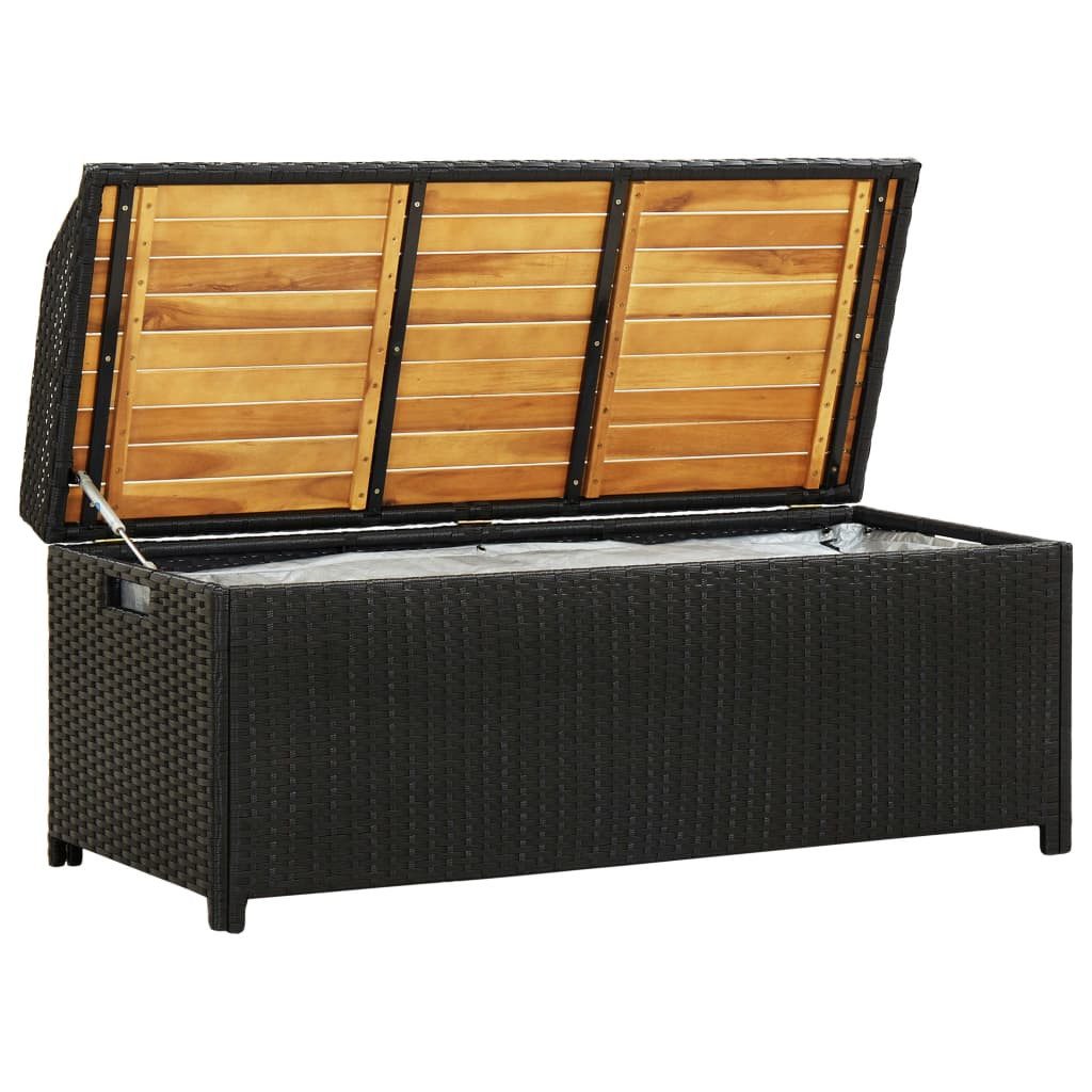 vidaXL Gartenbank 120 x 50 x 50 cm Sitzbank mit Stauraum 120 cm Polyrattan Schwarz