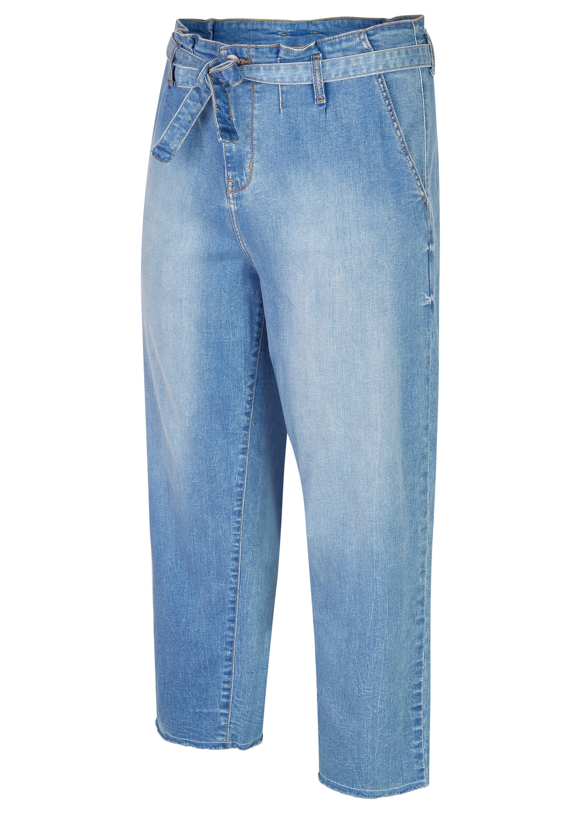 Bundfalten Blau Angelina Your Stretch-Jeans mit Curves by Rock K.