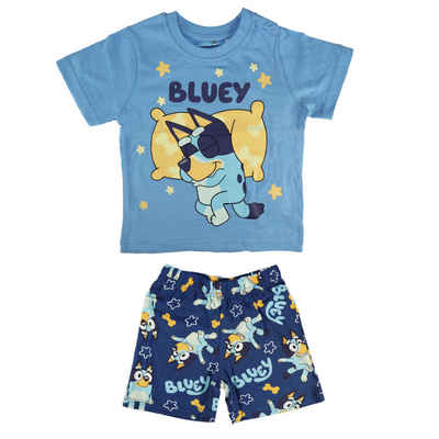 Bluey Schlafanzug Bluey Jungen Kinder Pyjama Shirt Shorts Gr. 92 bis 116 reine Baumwolle