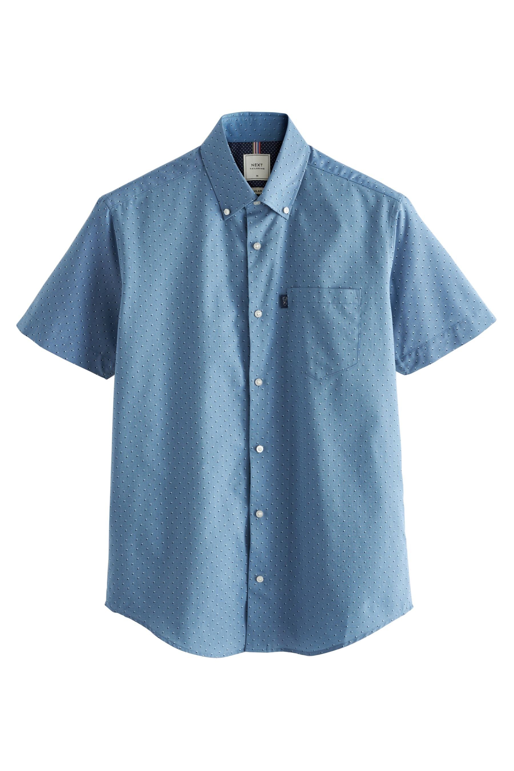 (1-tlg) Bügelleichtes Next Blue Kurzarm-Oxfordhemd Print Kurzarmhemd Fit Regular