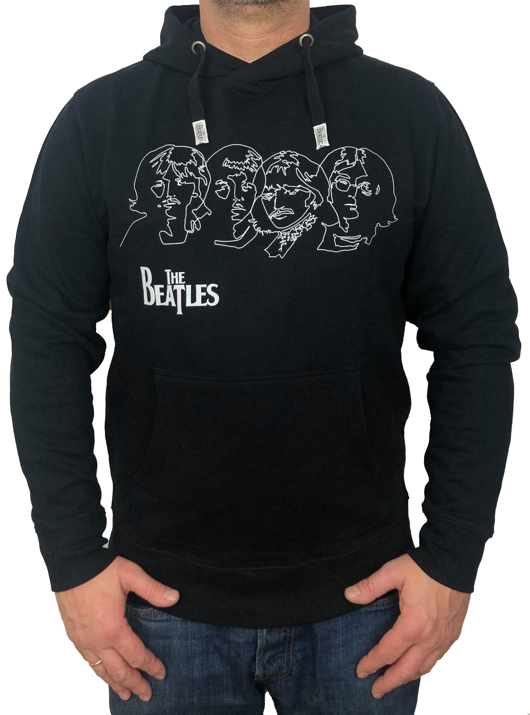 Herren mit "Lines", Beatles Schwarz, The 1-tlg., Frontprint Hoodie, Stück) (Stück, Beatles, Kapuzensweatshirt