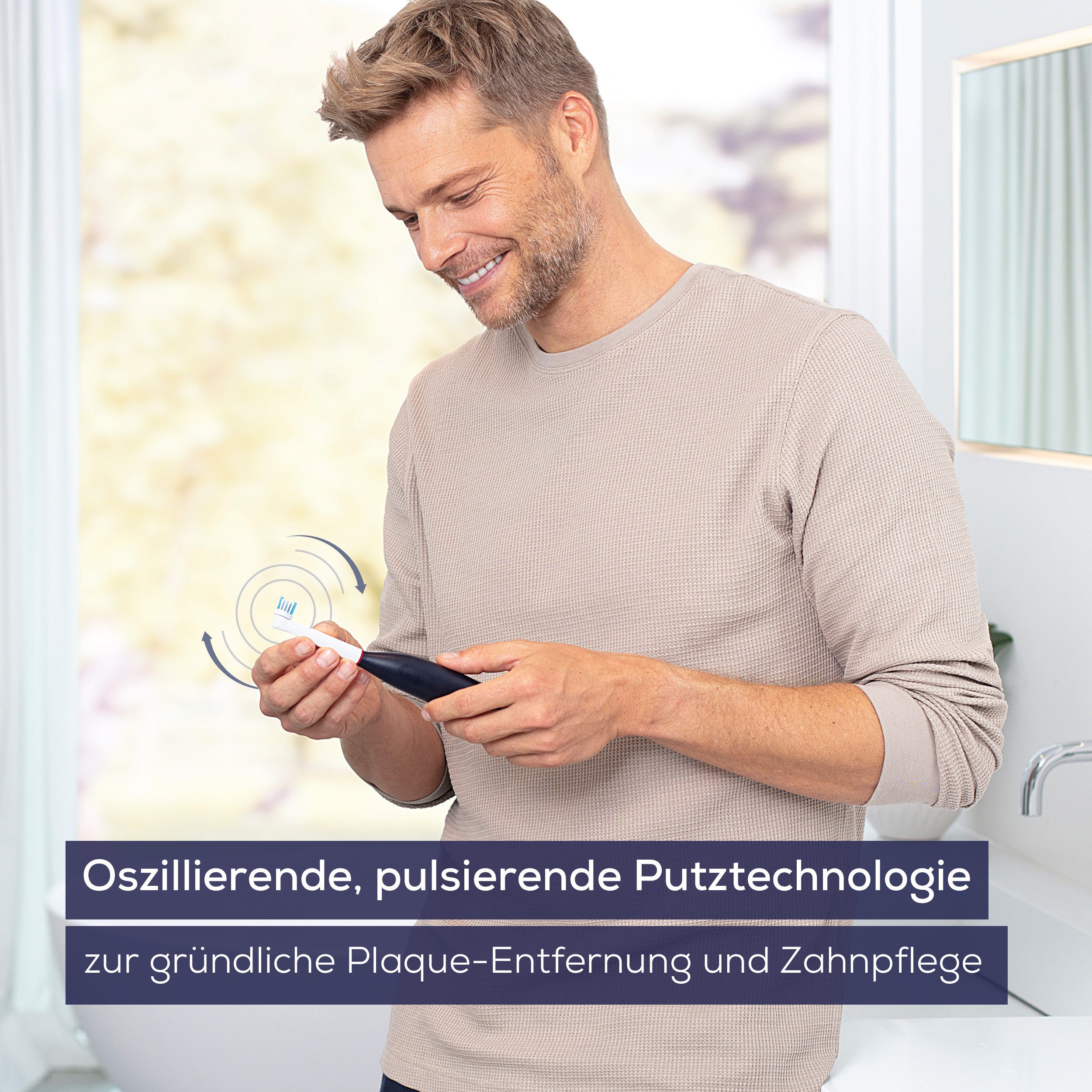 BEURER Elektrische Zahnbürste TB 50, Elektrische Zahnbürste mit Andrucksensor & Langzeitakku, Aufsteckbürsten: 1 St., Effektive Plaque-Entfernung, 3 Programme, bis zu 45 Tage Akkulaufzeit