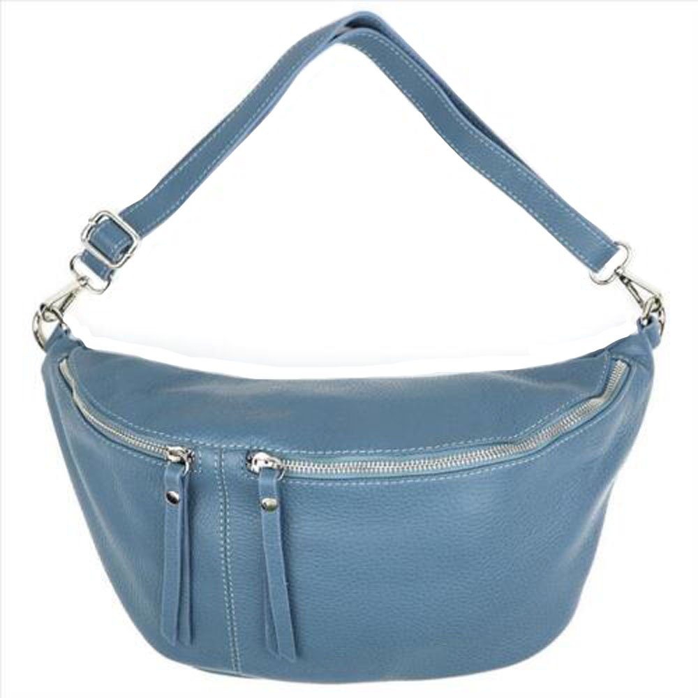 made Bodybag in Leder, made jeansblau Bauchtasche Bauchtasche Leder Italy, Italy Crossbag echt XXL Sa-Lucca echt in