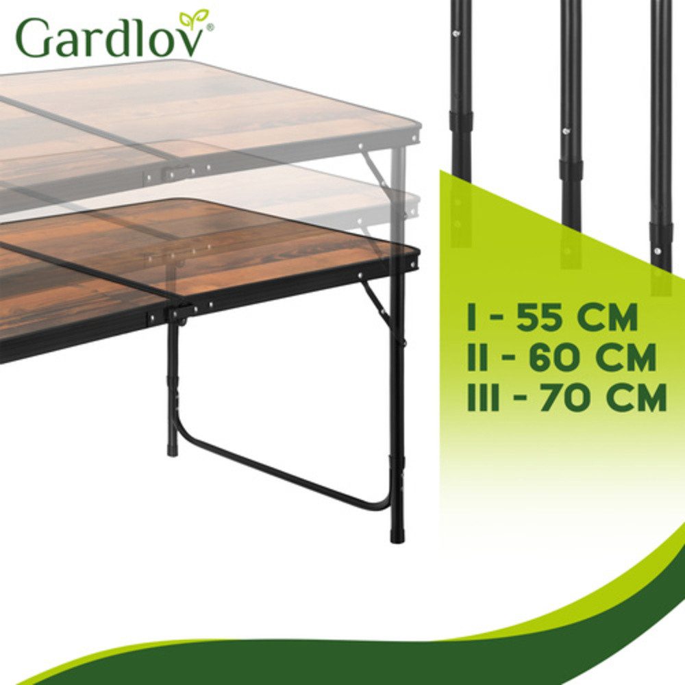 Gardlov Klapptisch Gartentisch 4 Stühle Touristentisch (Spar-Set, 5-St., Tischhöhenverstellung), Ausgestattet mit Anti-Klapp-Sicherheitsverriegelungen